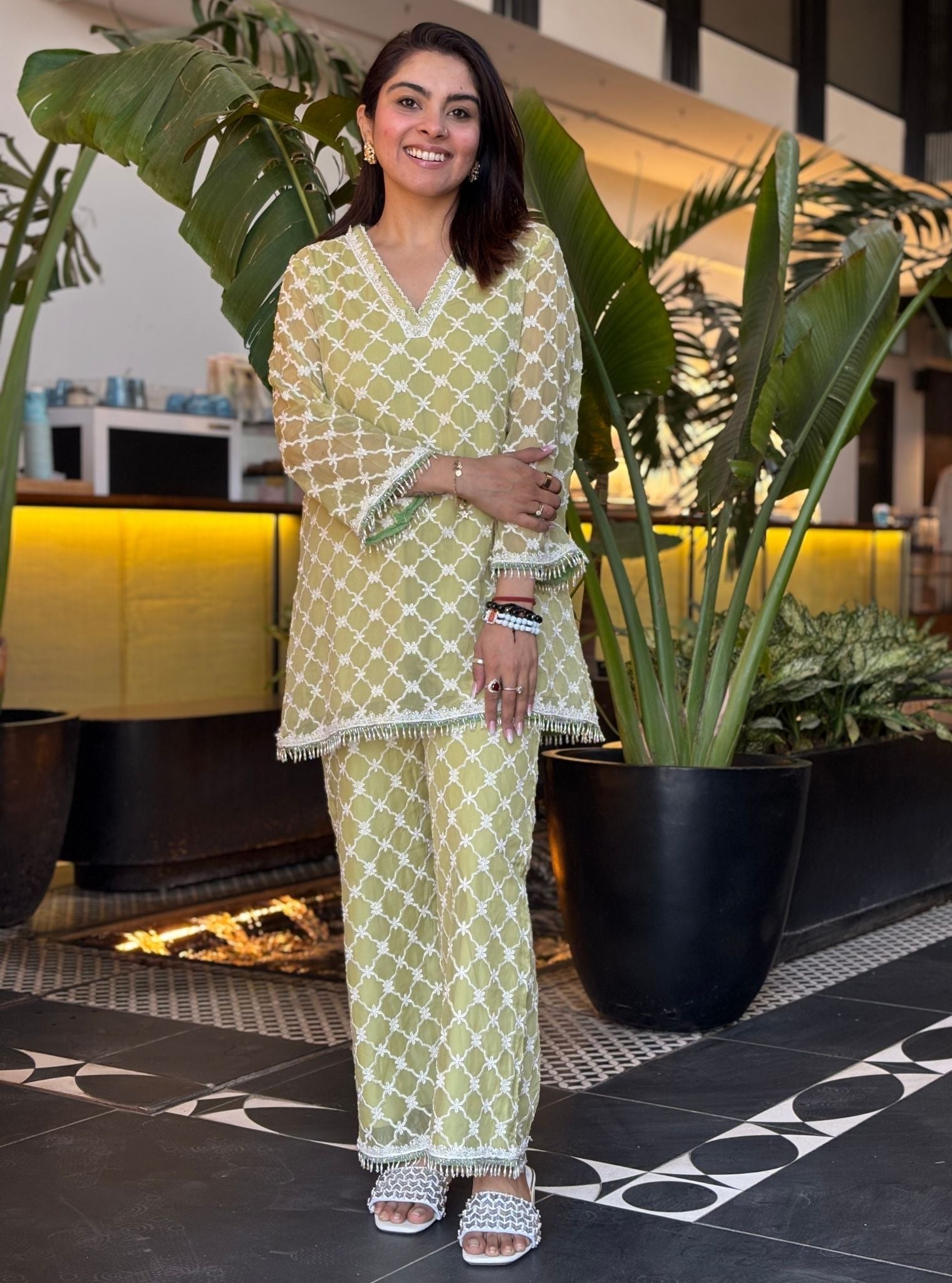 Adelina Organza Lime Co-ord Set