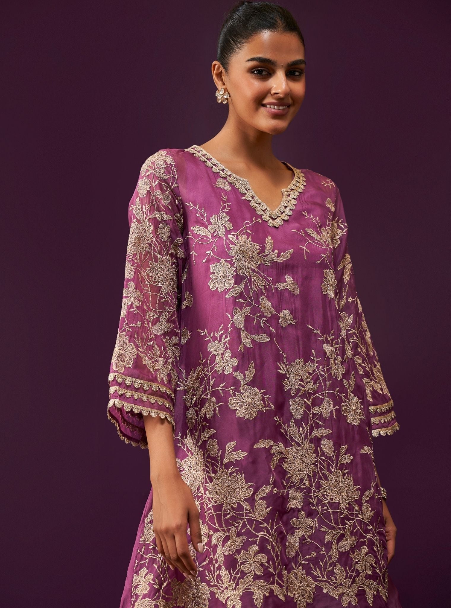 Sunee Organza Grape Kurta Set