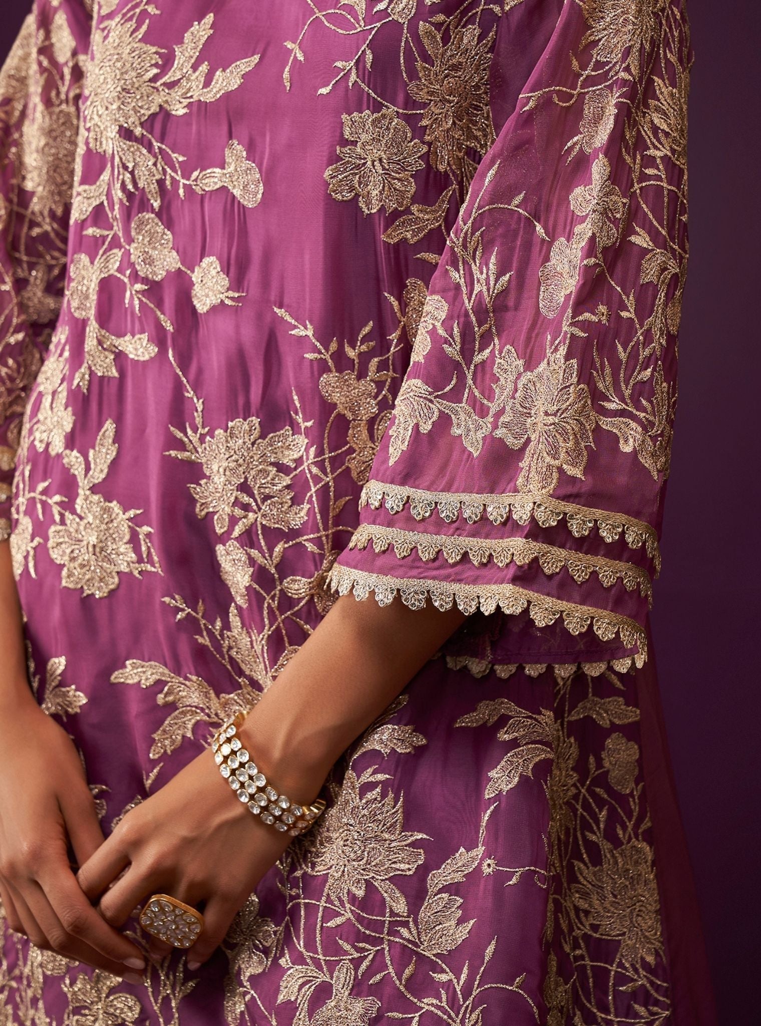 Sunee Organza Grape Kurta Set