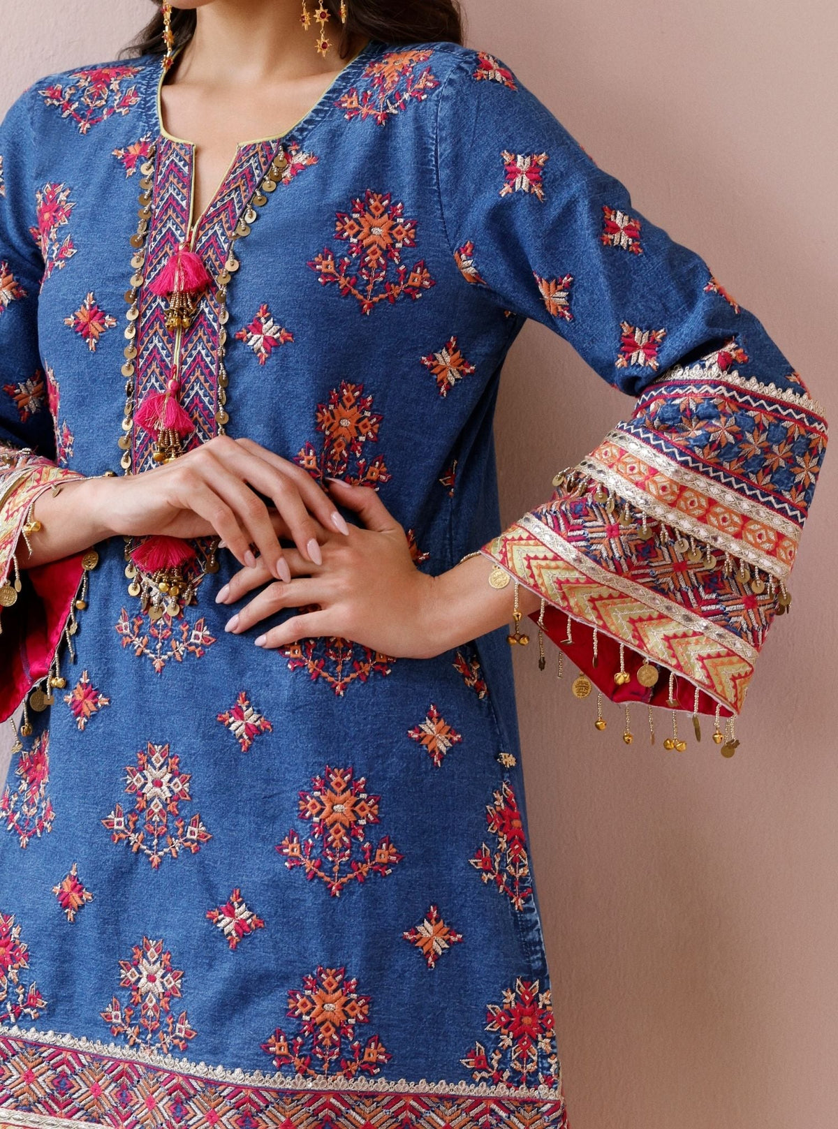 Ruvya Denim Kurta with Farshi Salwar