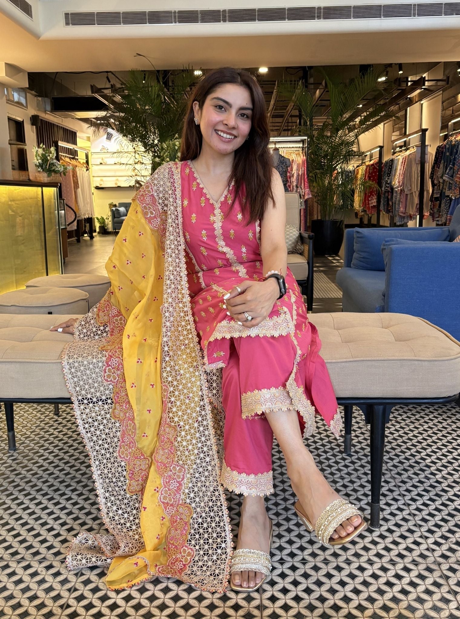 Fanaa Pima Satin Fuchsia Kurta Set