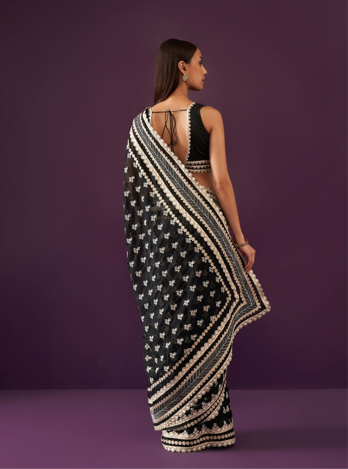 Miah Organza Black Saree