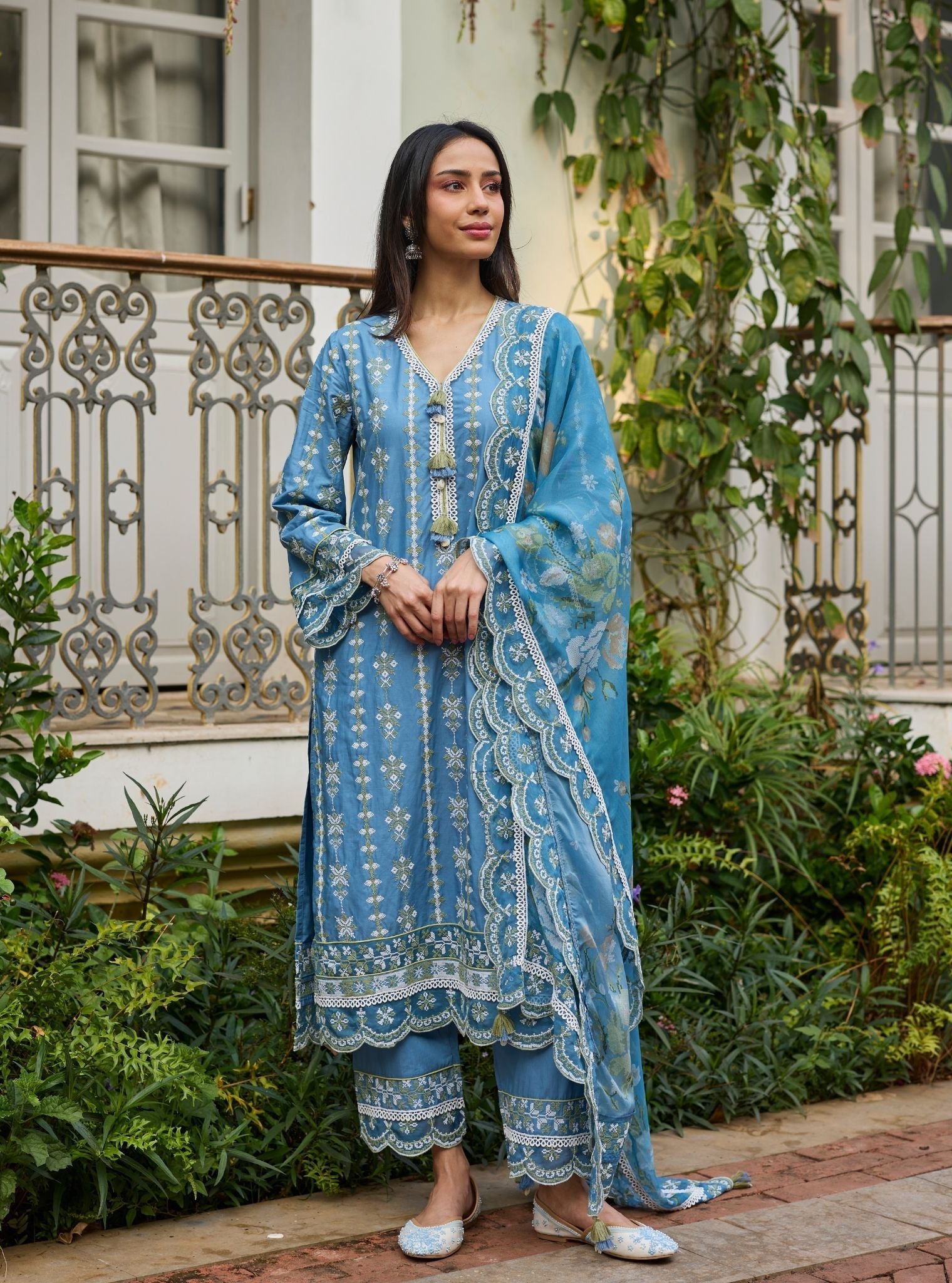 Mua Supima Cotton Steel Blue Kurta Set