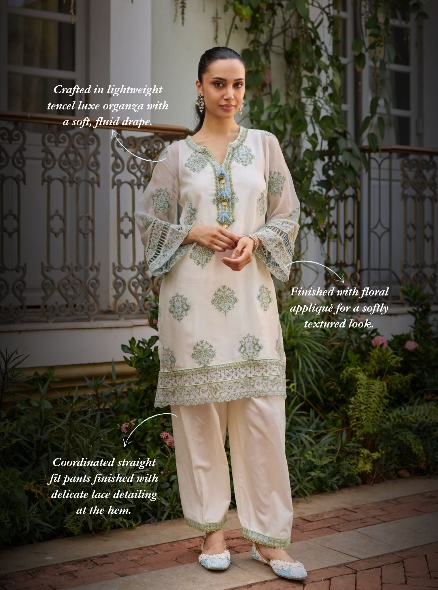 Suko Organza Off White Kurta Set