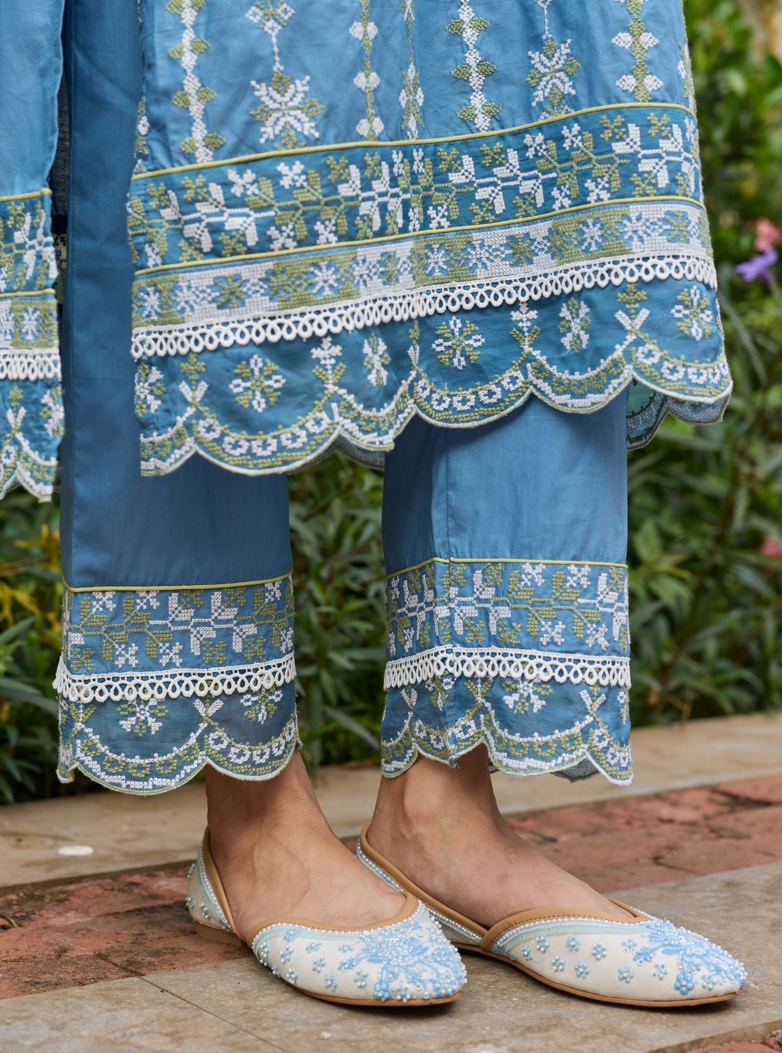 Mua Supima Cotton Steel Blue Kurta Set