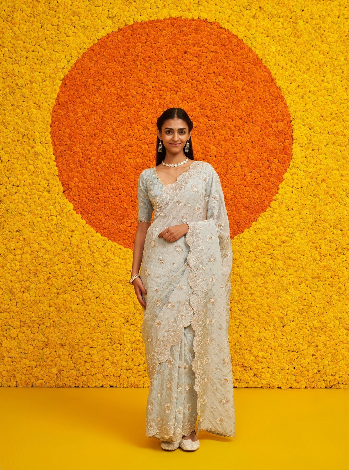 Haseena Banarsi Light Blue Saree