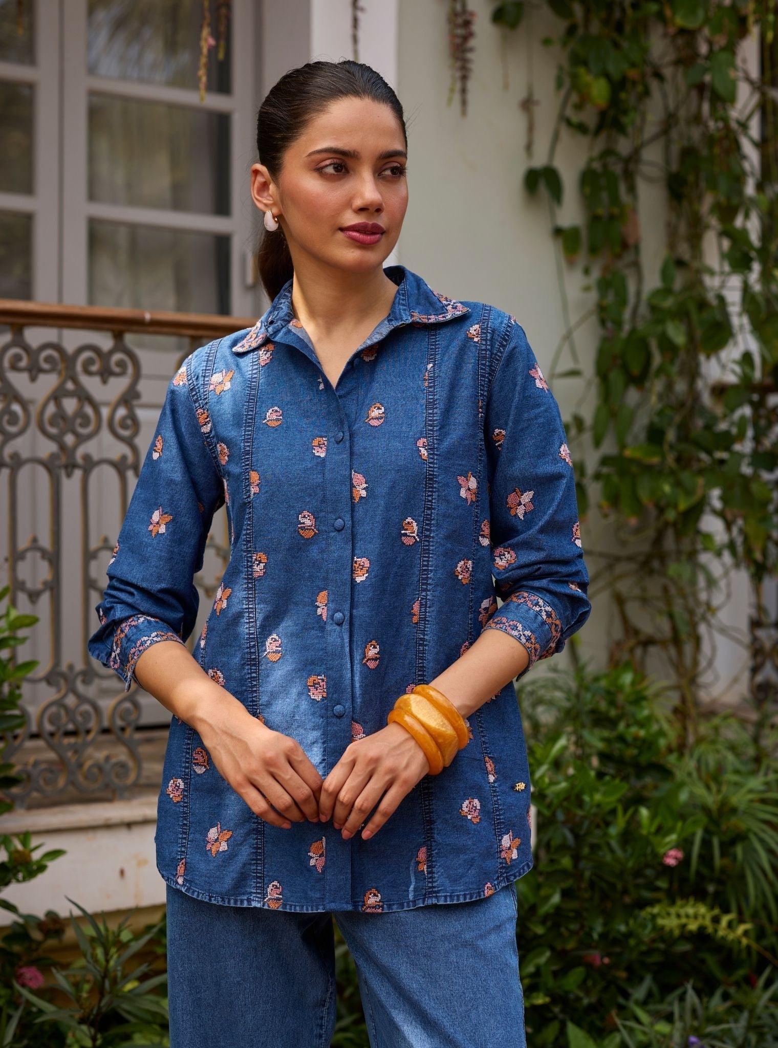 Tvisha Denim Pink Shirt Set
