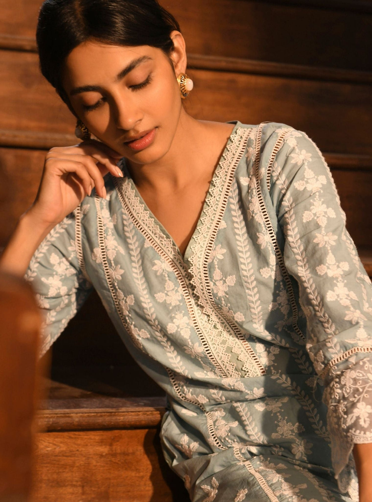 Arpina Supima Cotton Blue Kurta Set