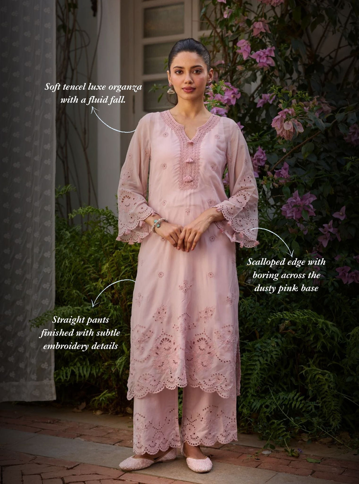 Miso Organza Dusty Pink Kurta Set
