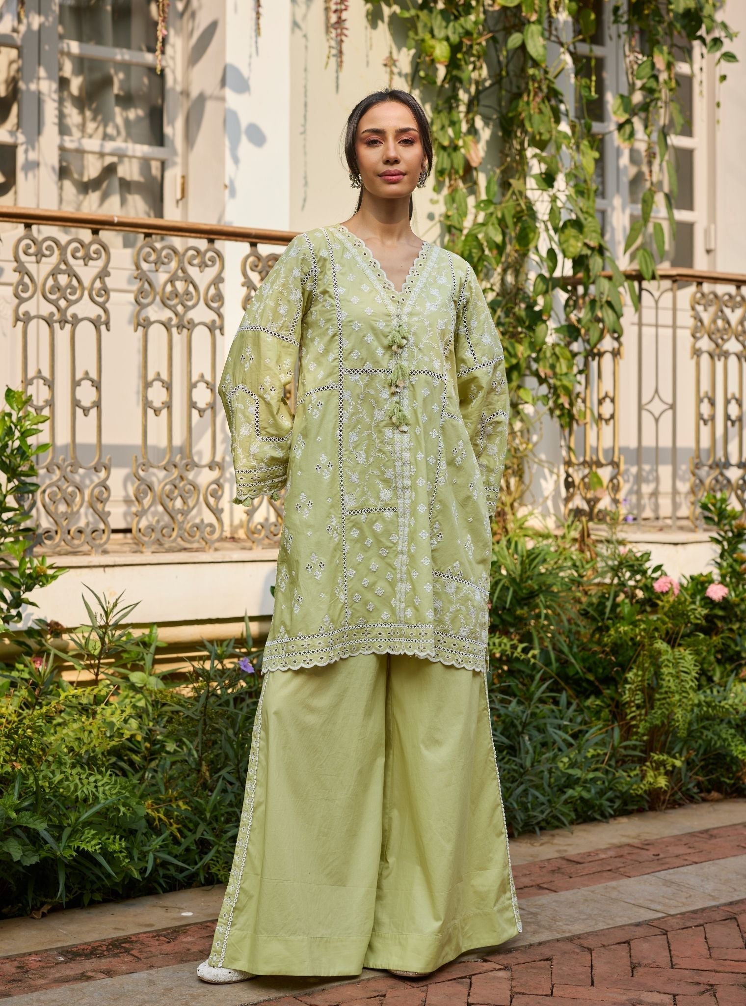 Enao Supima Cotton Lime Short Kurta Set