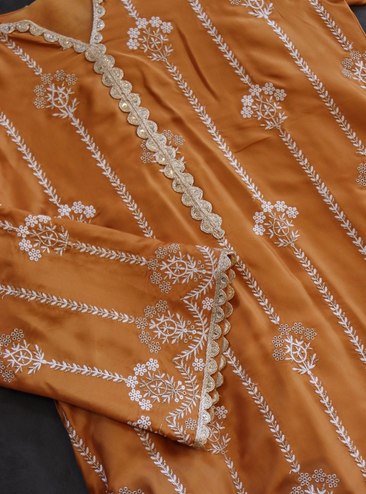 Mulmul Cupro Zoya Orange Kurta