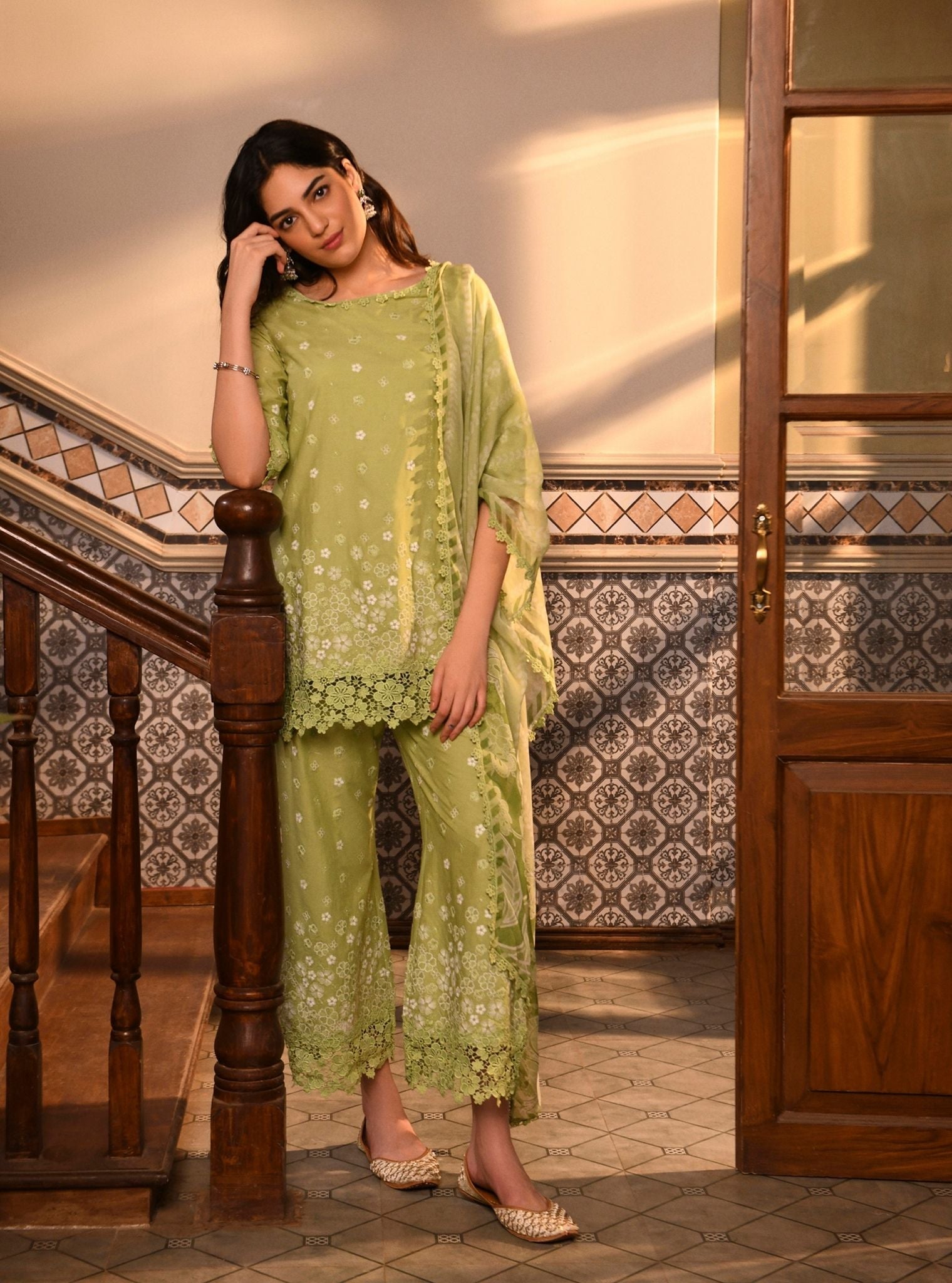 Amiya Supima Cotton Light Green Kurta Set