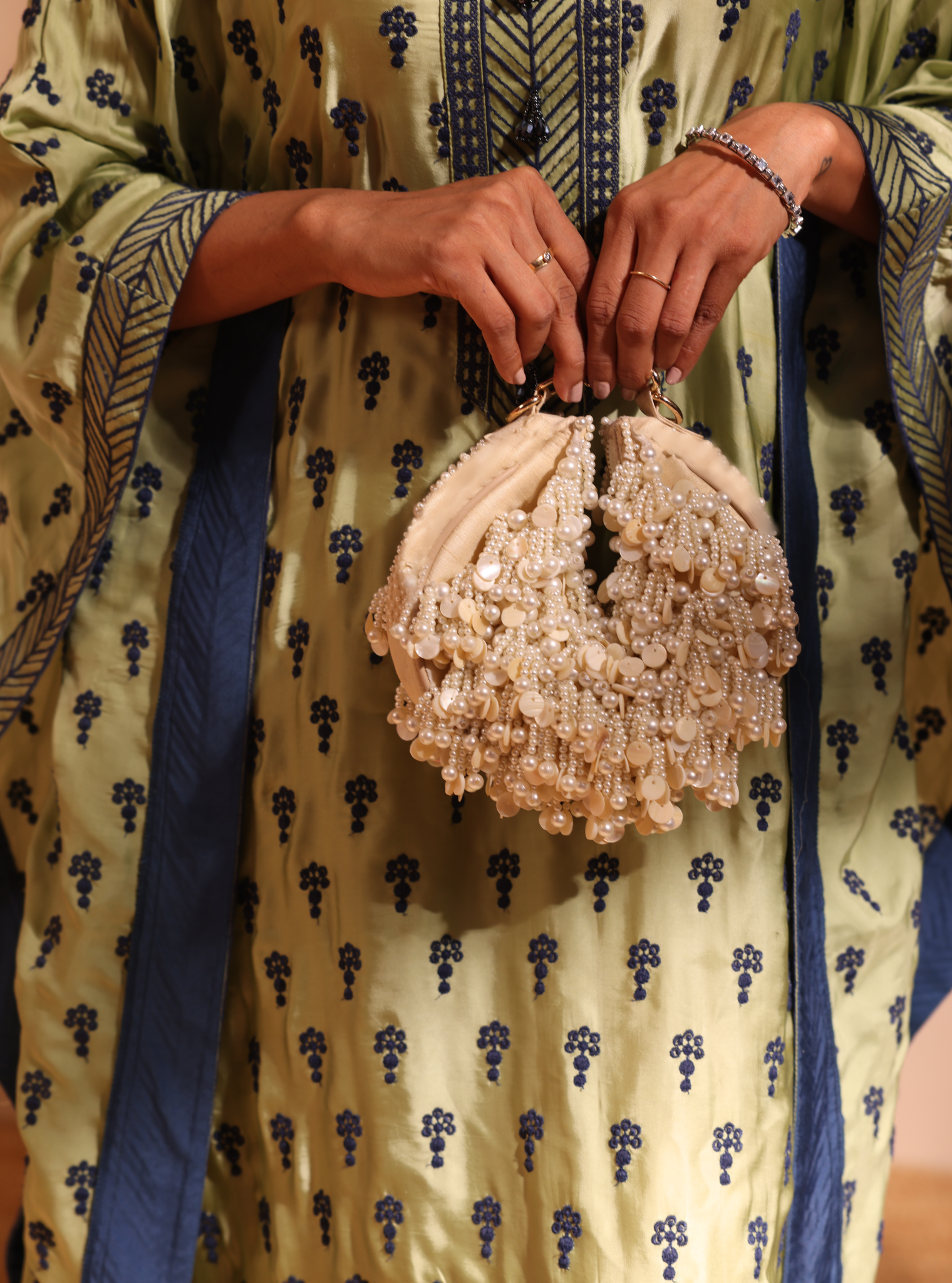 Rumana Off white Moon Shape Bag