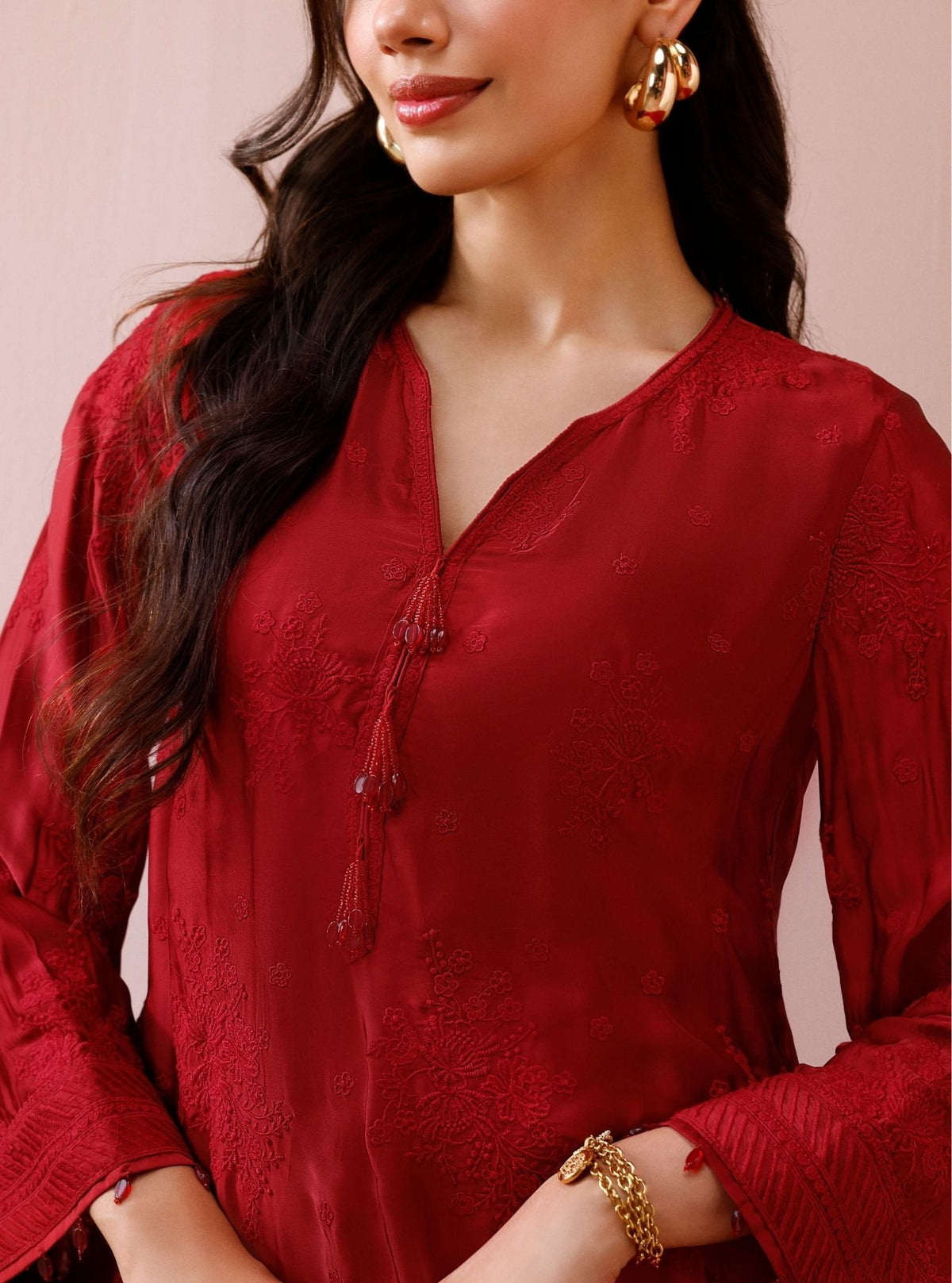 Zaria Cupro Satin Red Co-ord Set