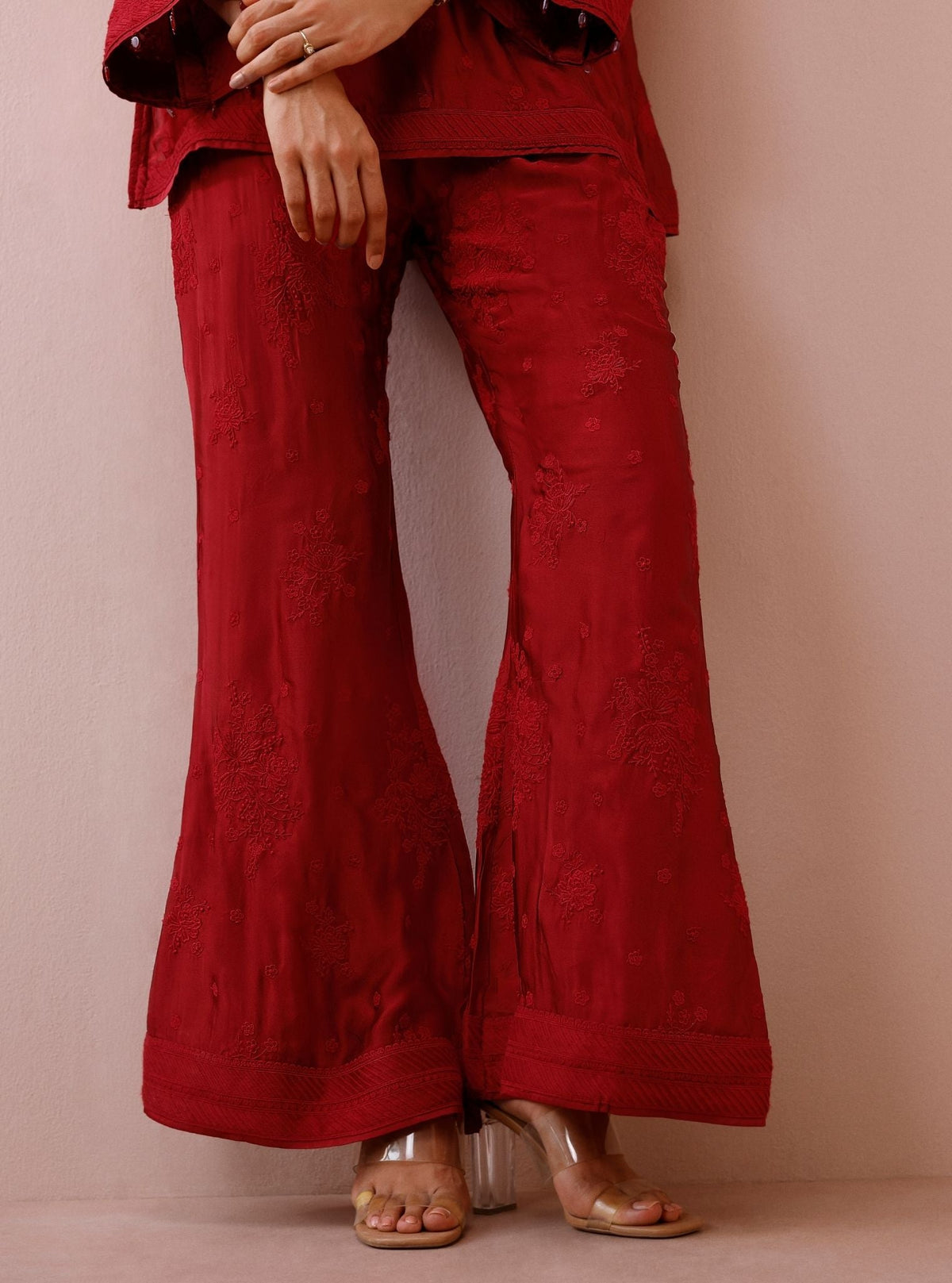 Zaria Cupro Satin Red Co-ord Set