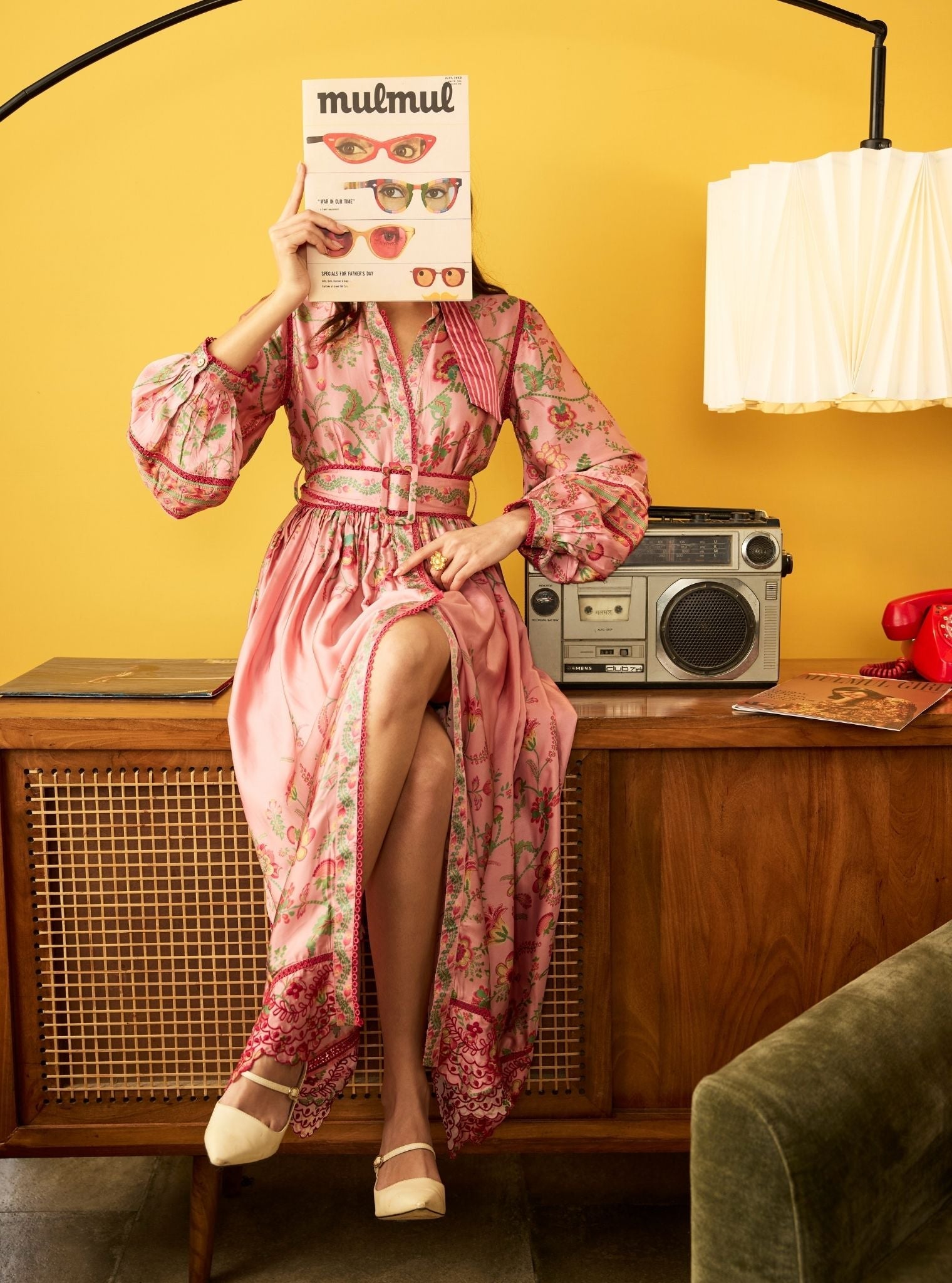 Samreen Cupro Satin Pink Printed Dress