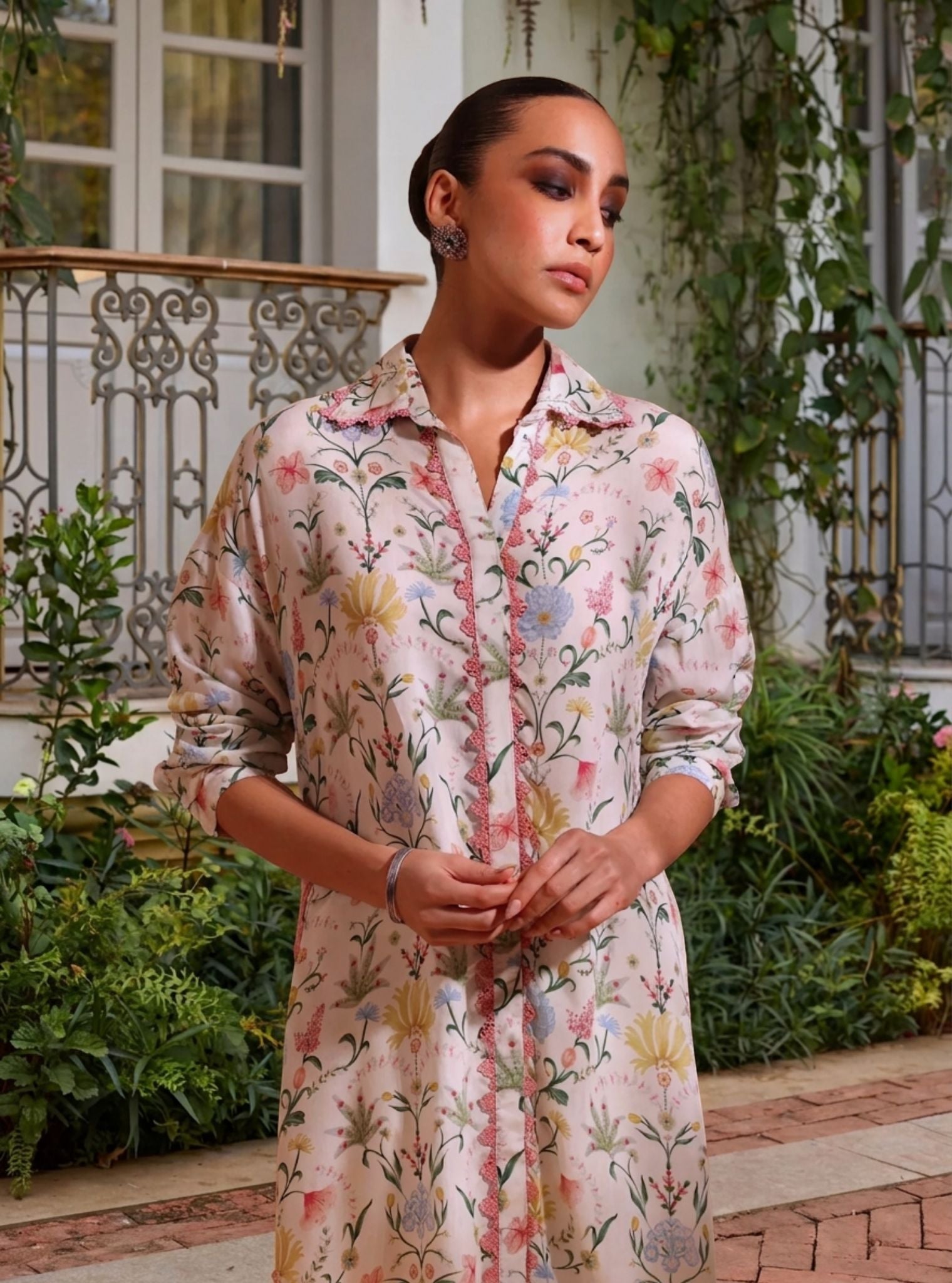 Sene Lawn Printed Off White Kurta Set
