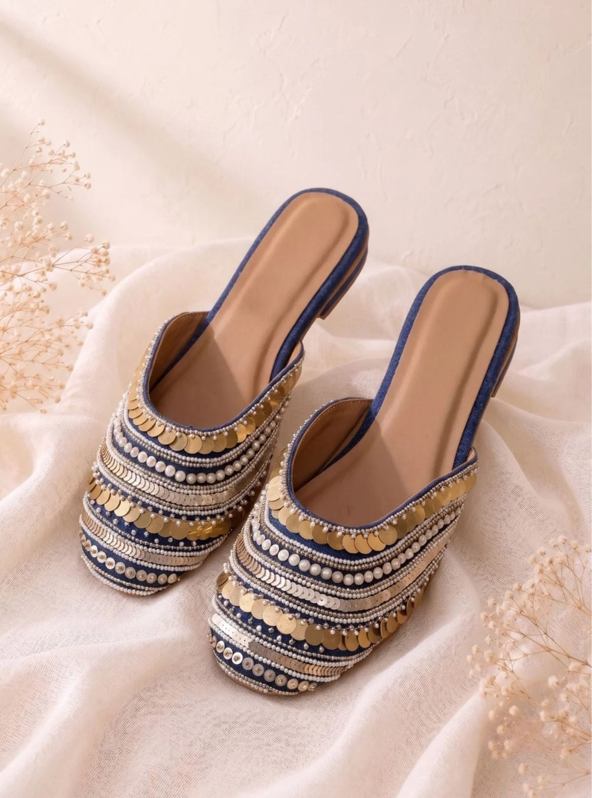 Indigo Denim Mule Sandal