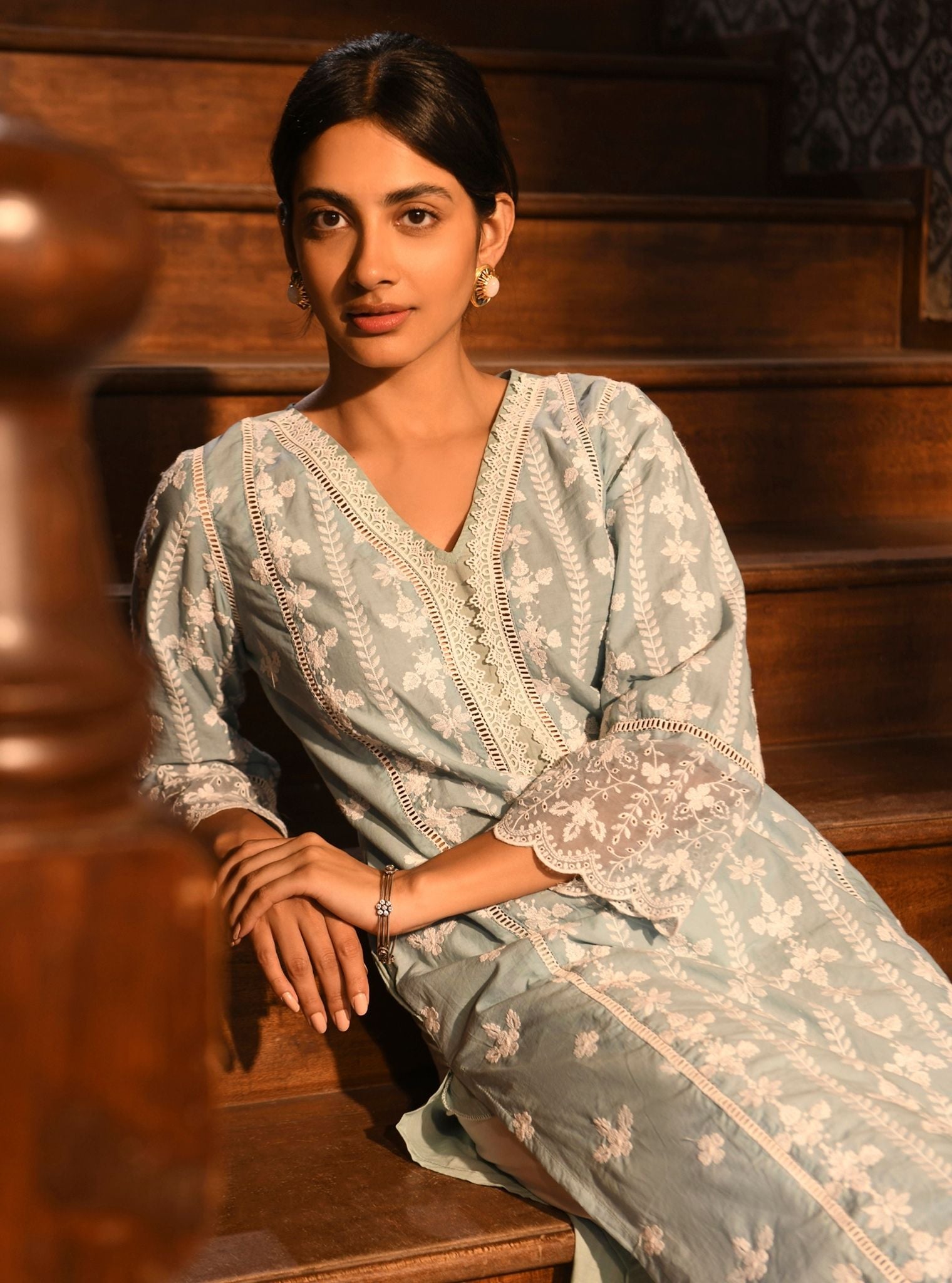Arpina Supima Cotton Blue Kurta Set