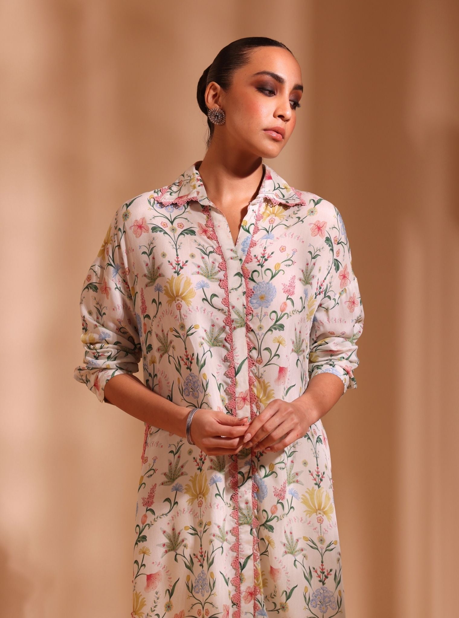 Sene Lawn Printed Off White Kurta Set