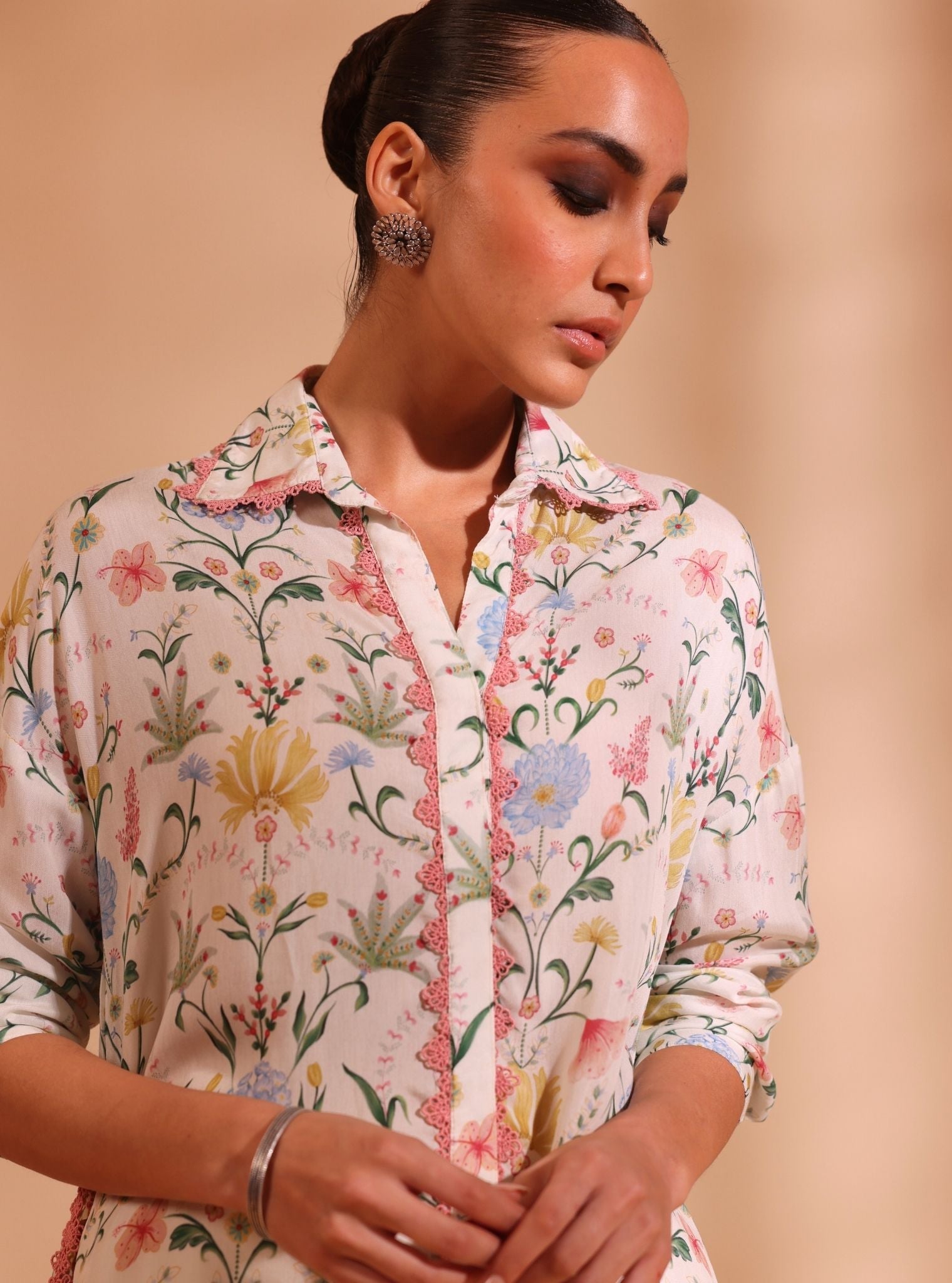 Sene Lawn Printed Off White Kurta Set