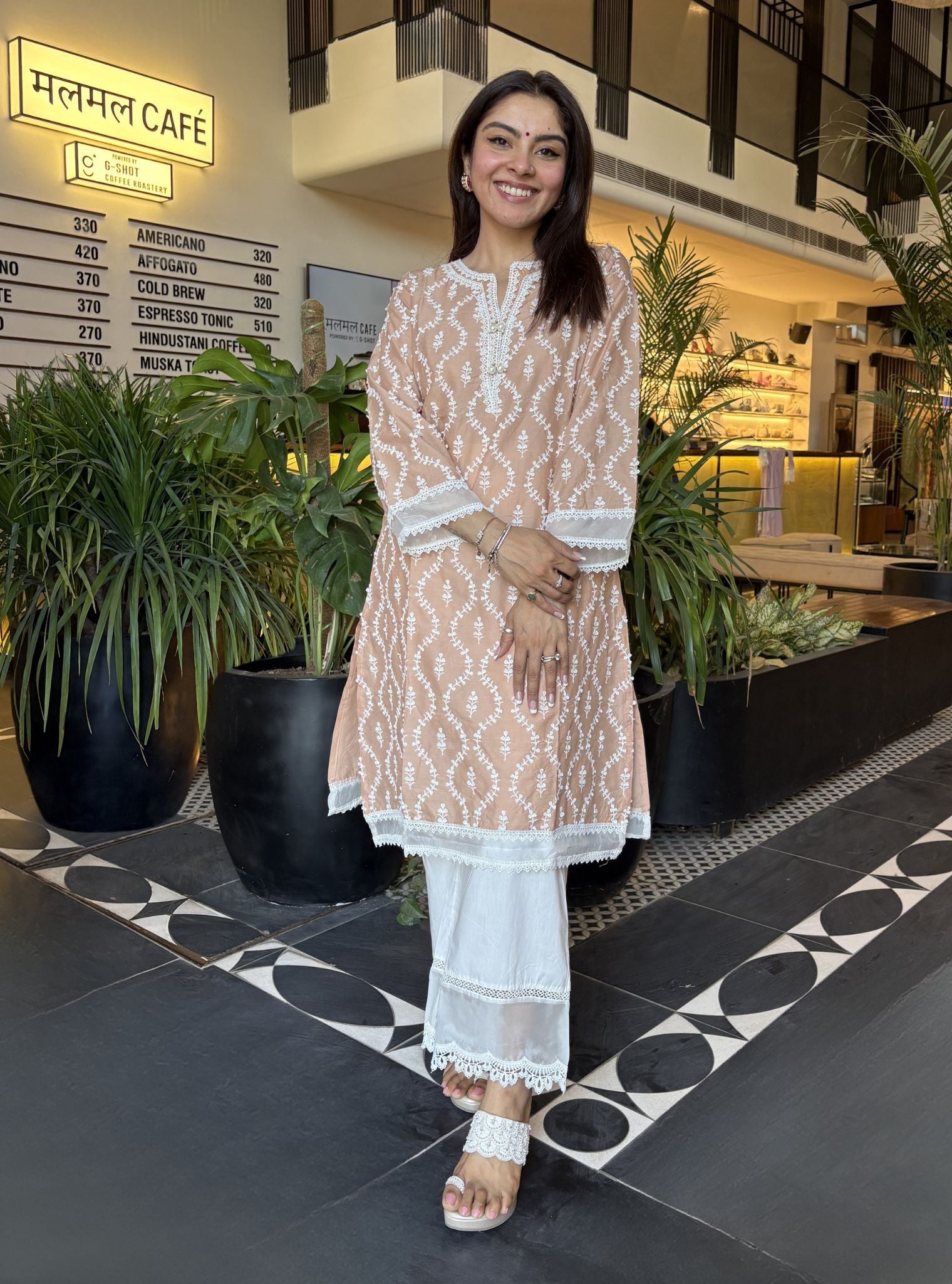 Maneri Supima Cotton Beige Kurta Set