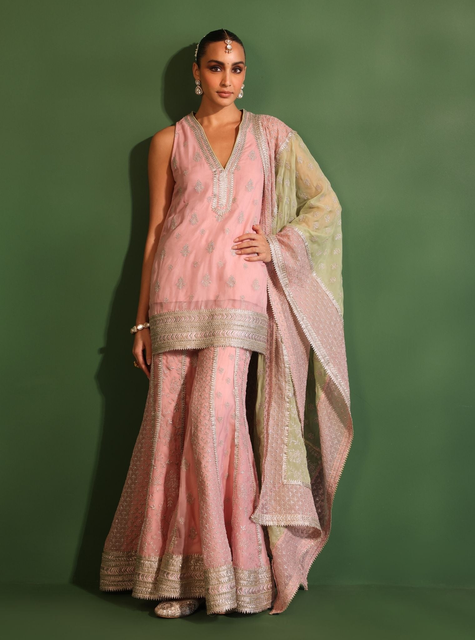 Mulmul Organza Ishq Green Dupatta