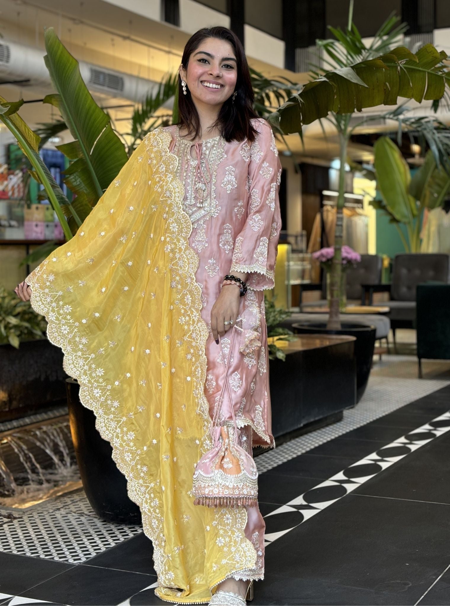 Intira Cupro Satin Pink Kurta Set