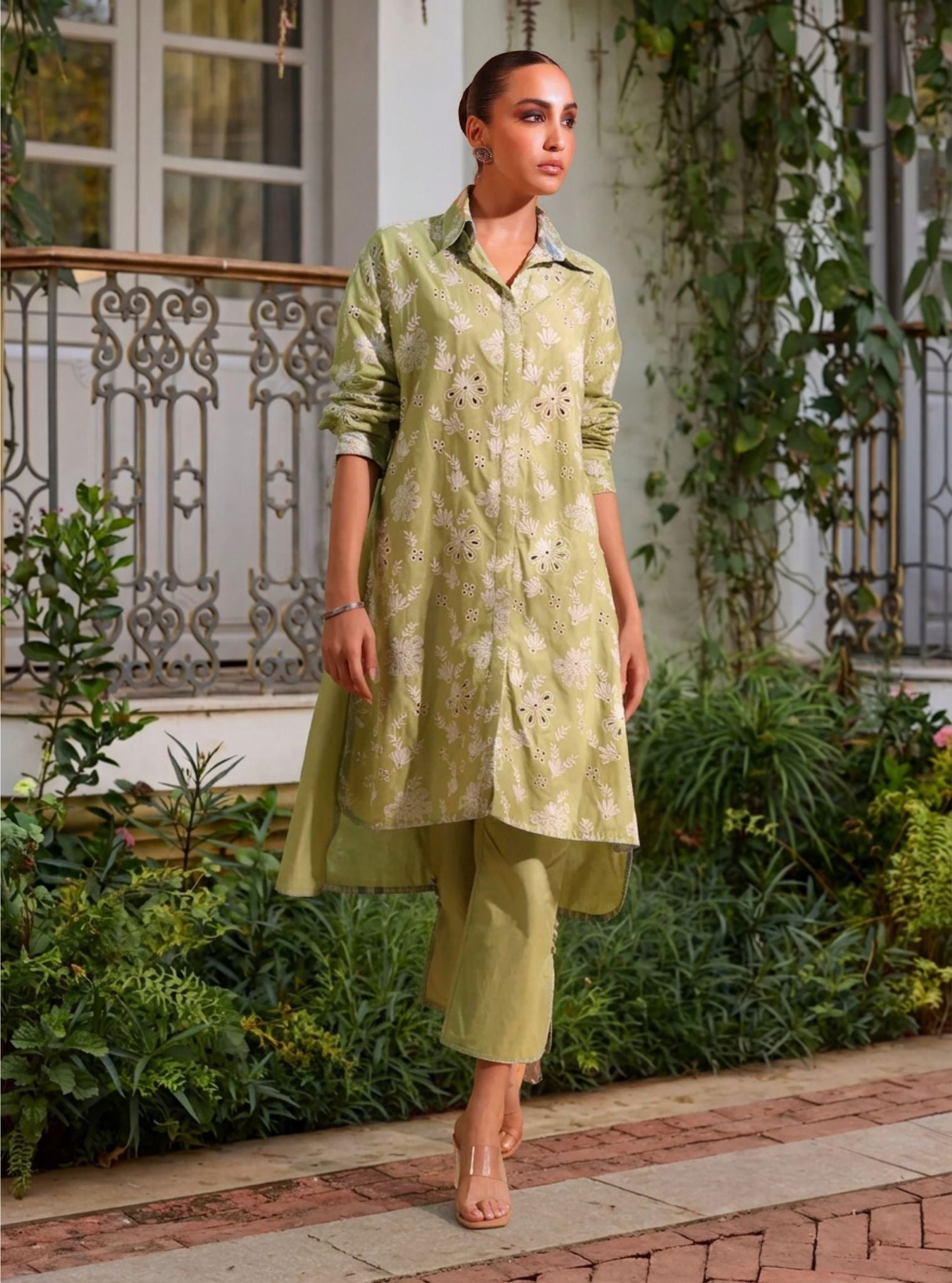 Niva Supima Cotton Green Long Co-ord Set