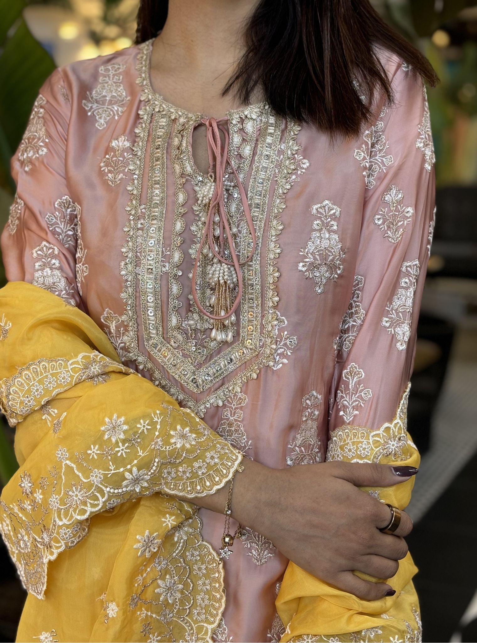 Intira Cupro Satin Pink Kurta Set