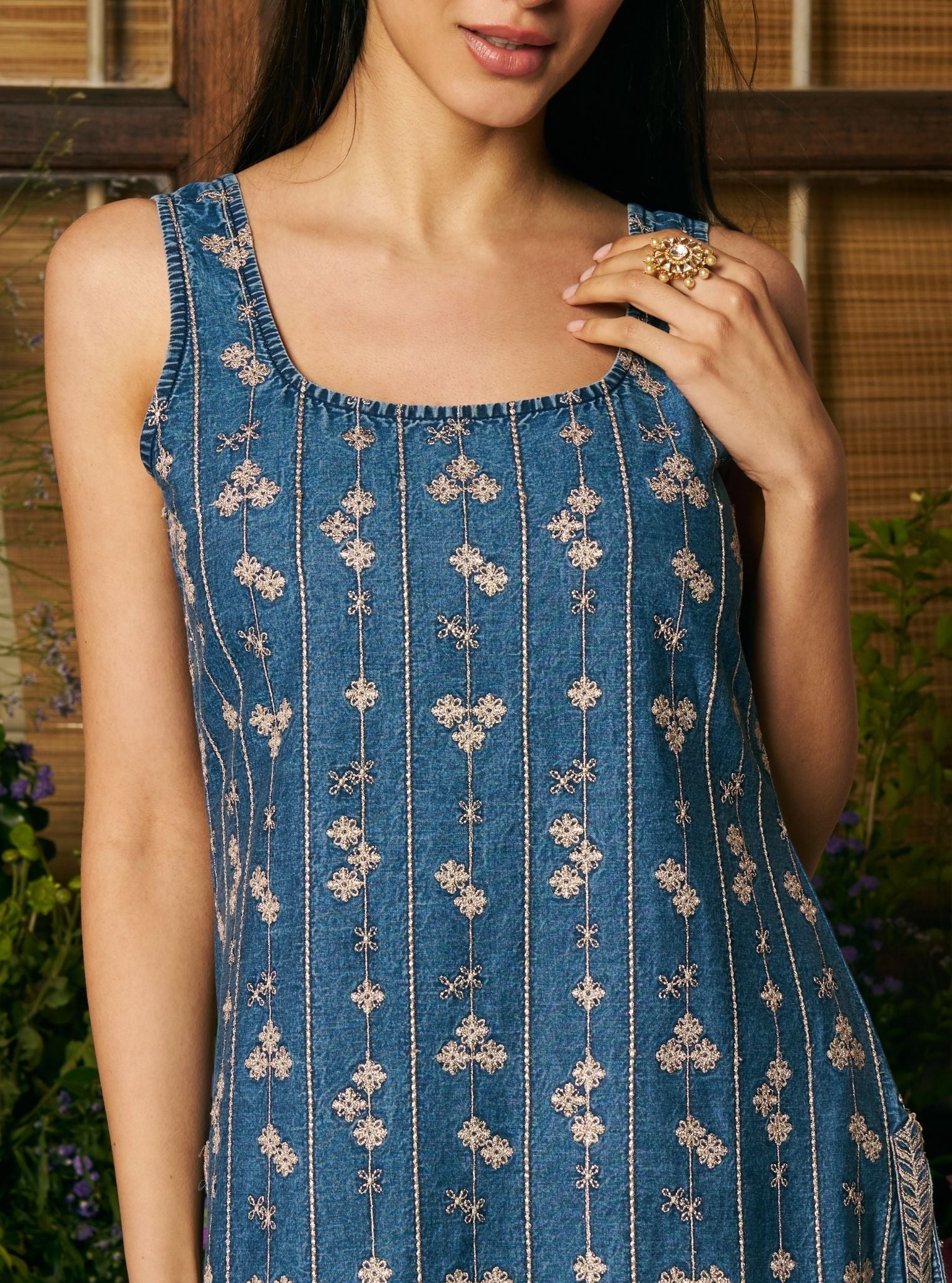 Muski Denim Blue Garara Set