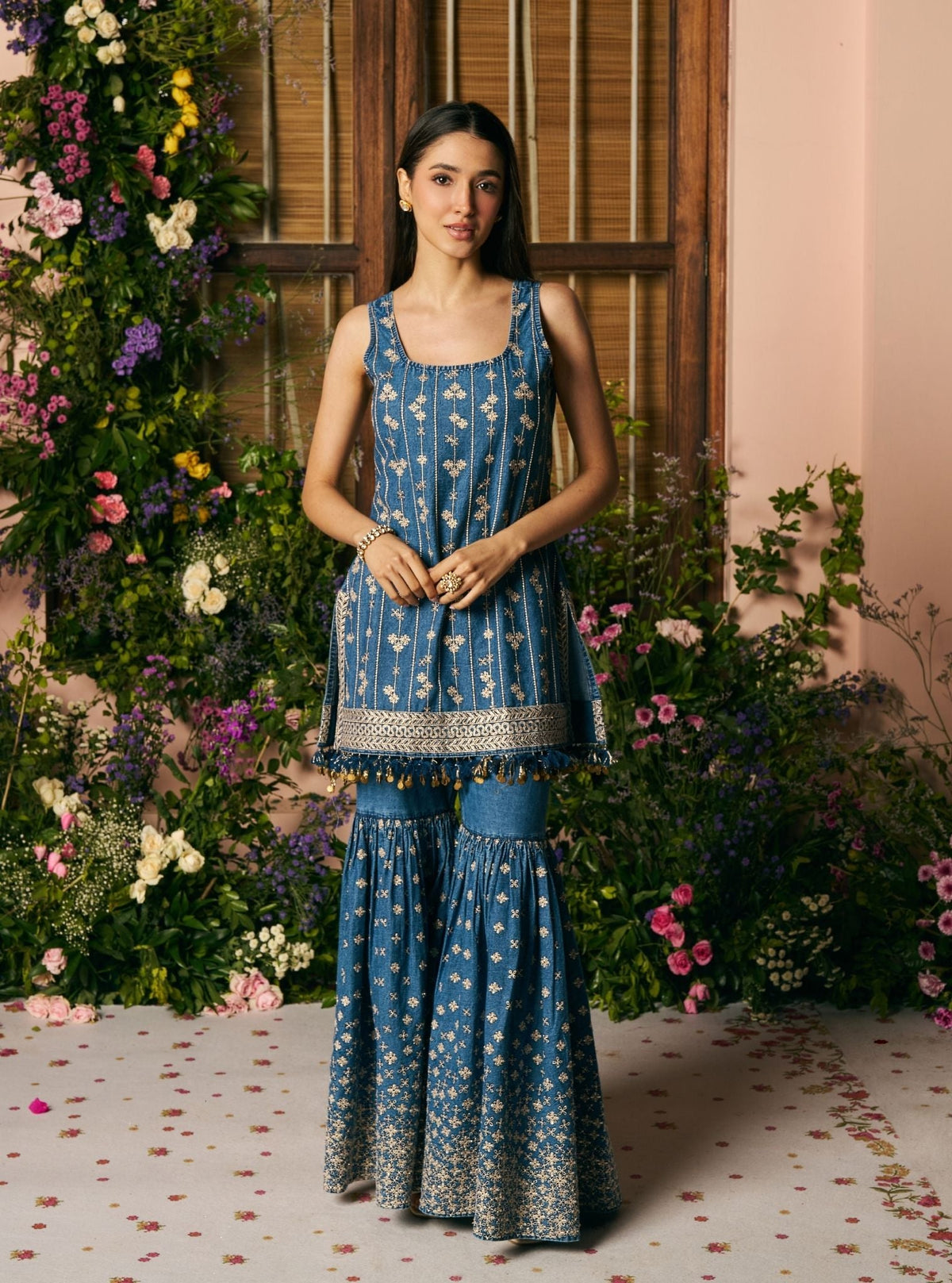 Muski Denim Blue Garara Set