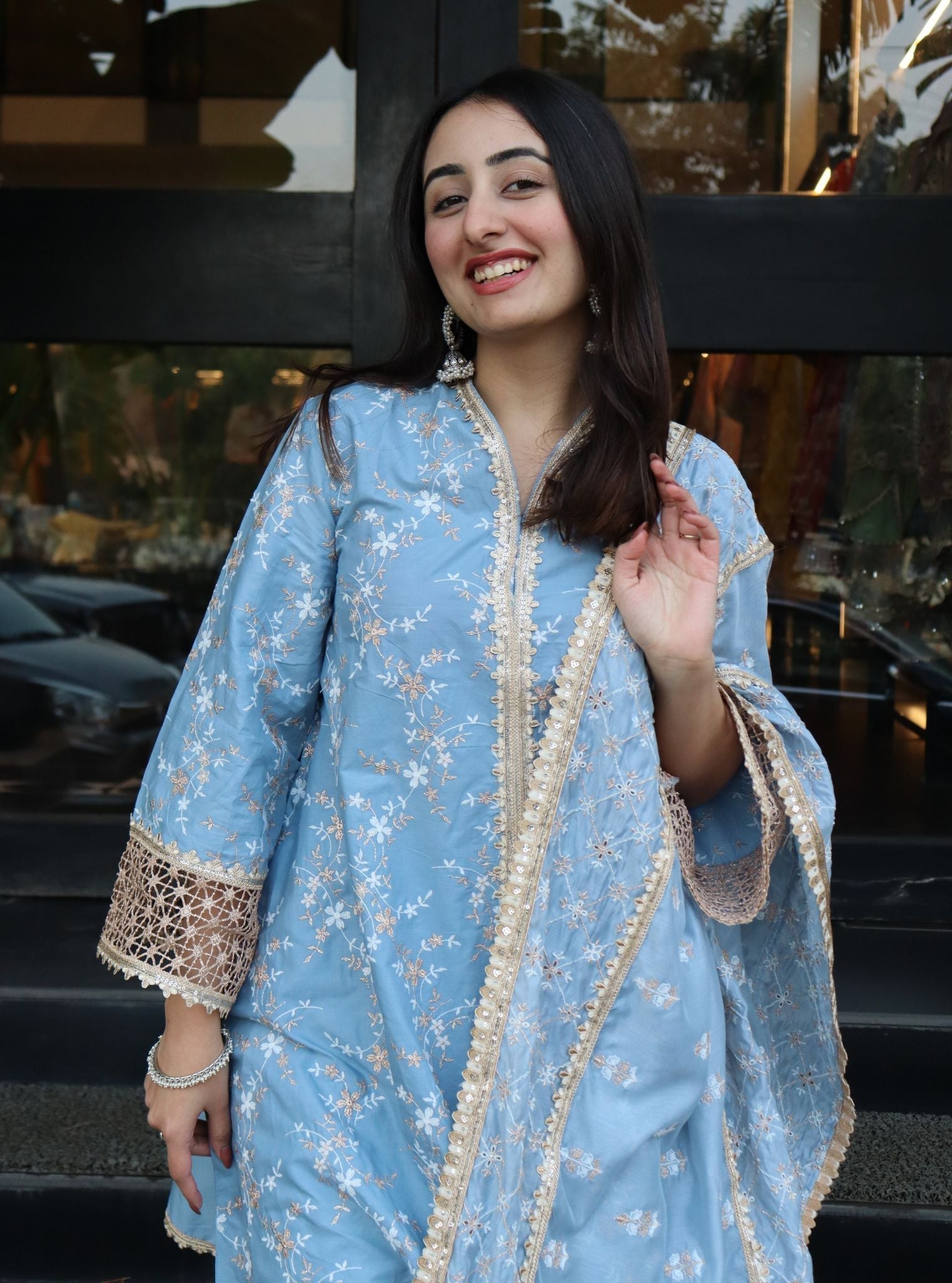 Mulmul Supima Cotton Avira Blue Kurta