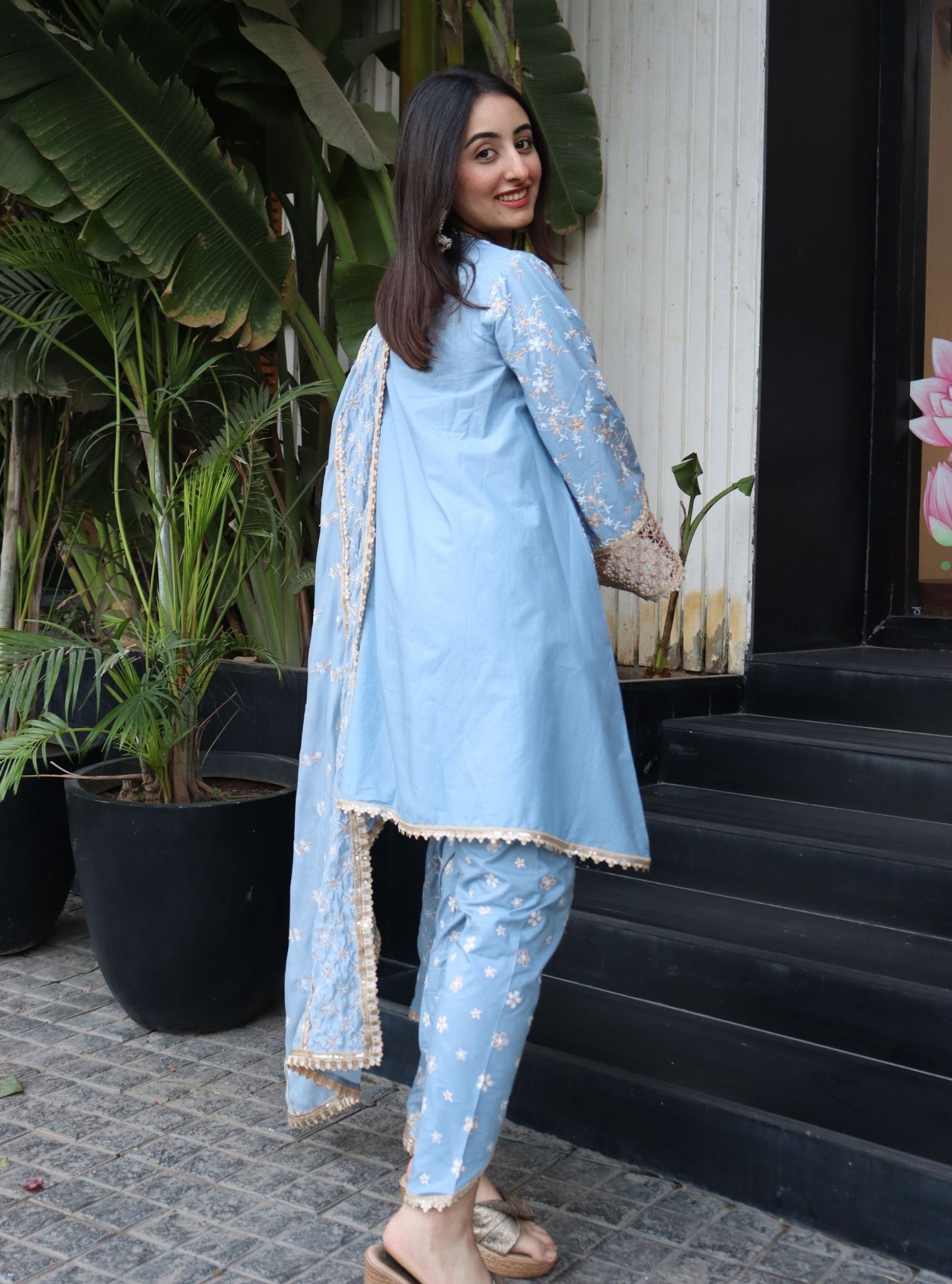 Mulmul Supima Cotton Avira Blue Kurta