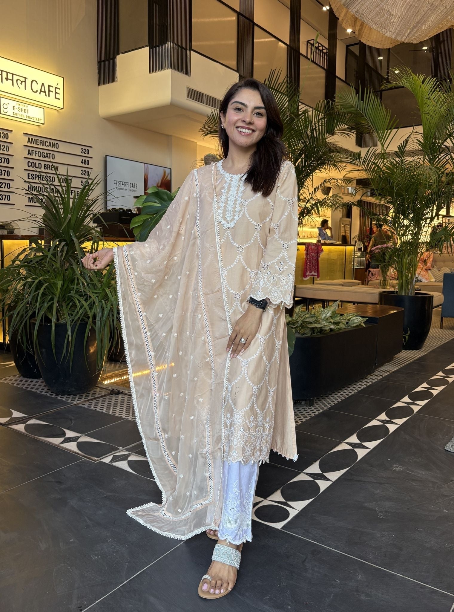 Aashay Supima Cotton Beige Kurta Set