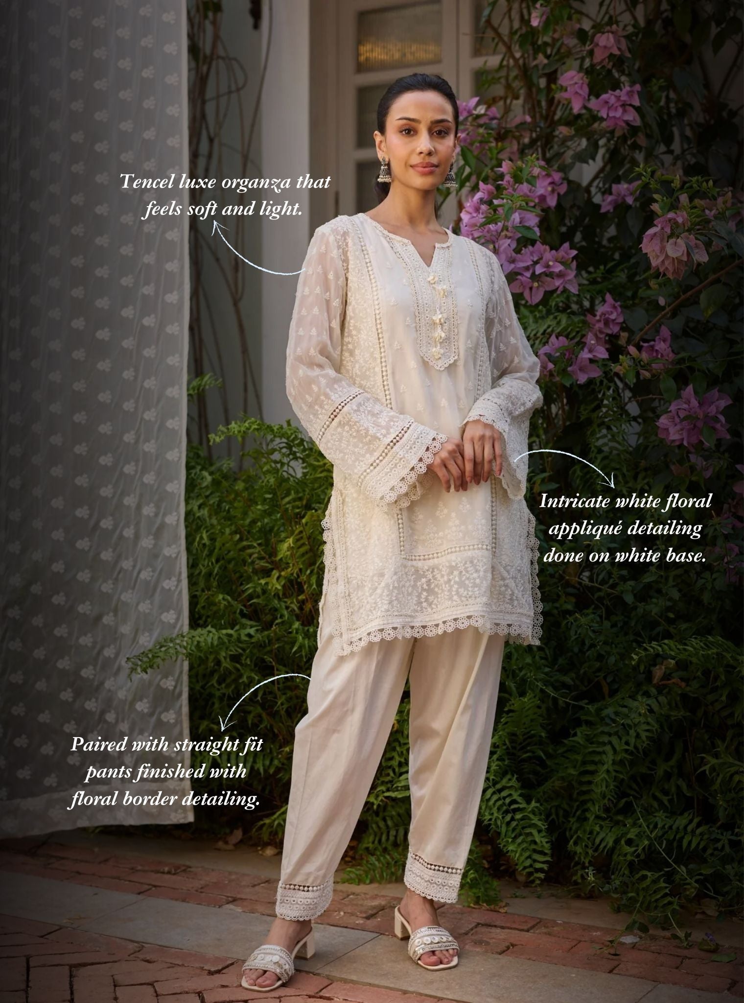 Meyo Organza White Kurta Set