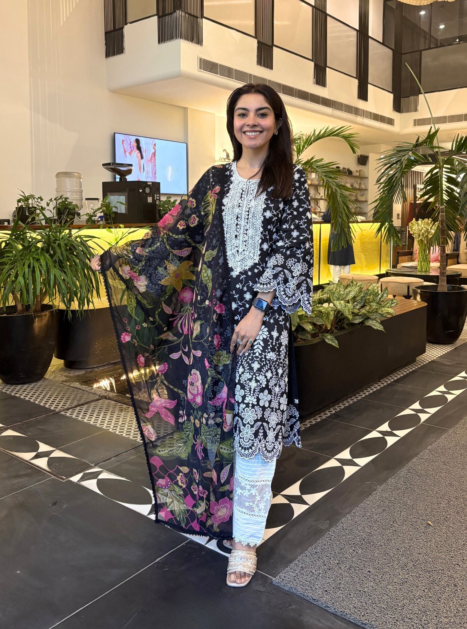 Gauri Supima Cotton Black Kurta Set