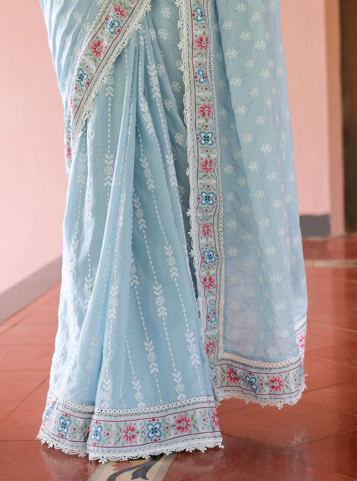 Rasa Supima Cotton Light Blue Saree