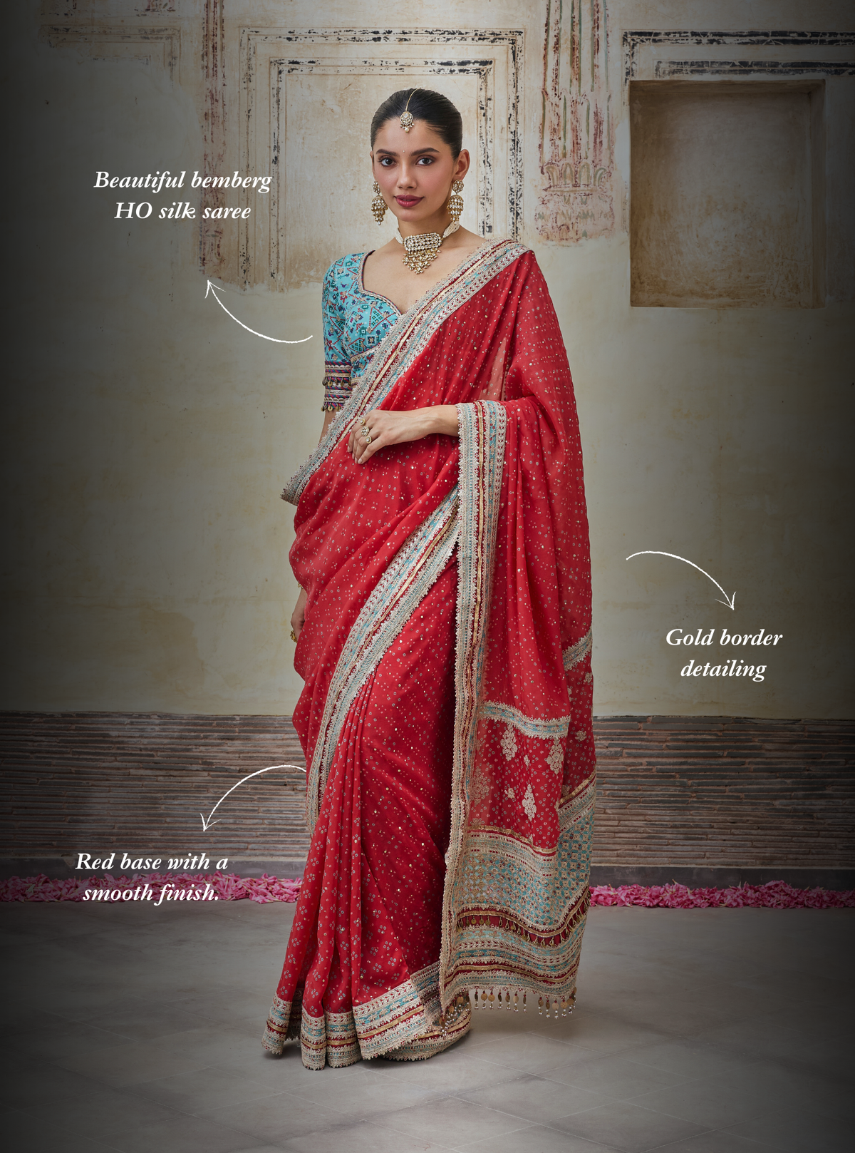 Subhi Bemberg HO Silk Printed Red Saree