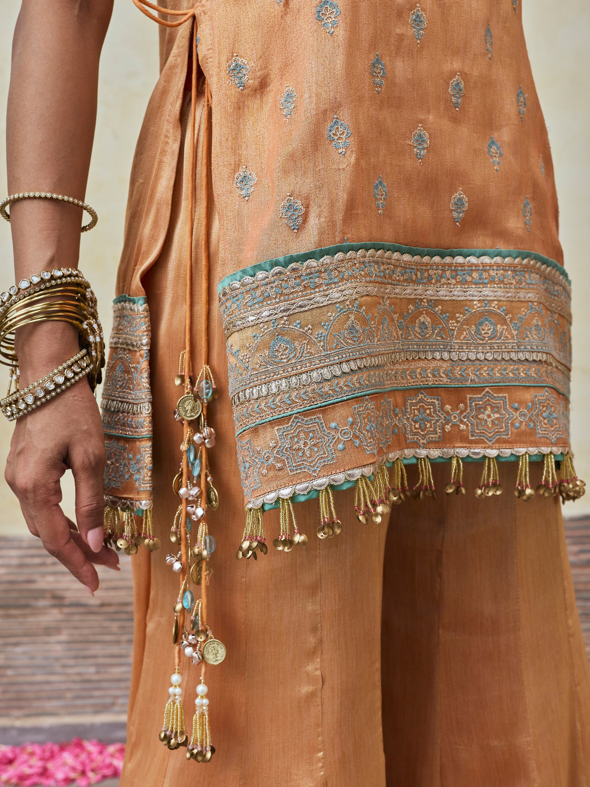 Jugal Bemberg Tissue Orange Kurta Set