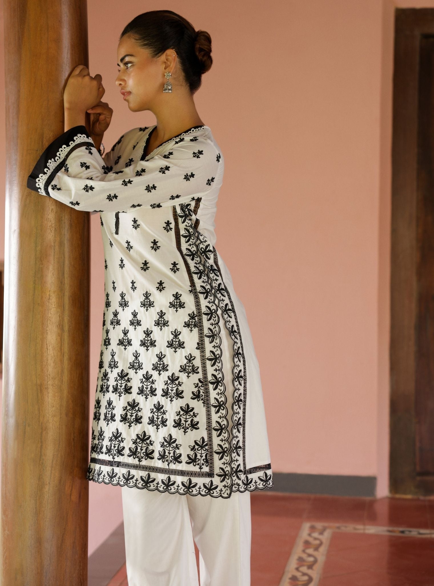 Mulmul Cotton Rith White Kurta With Mulmul Cotton Rith White Pant