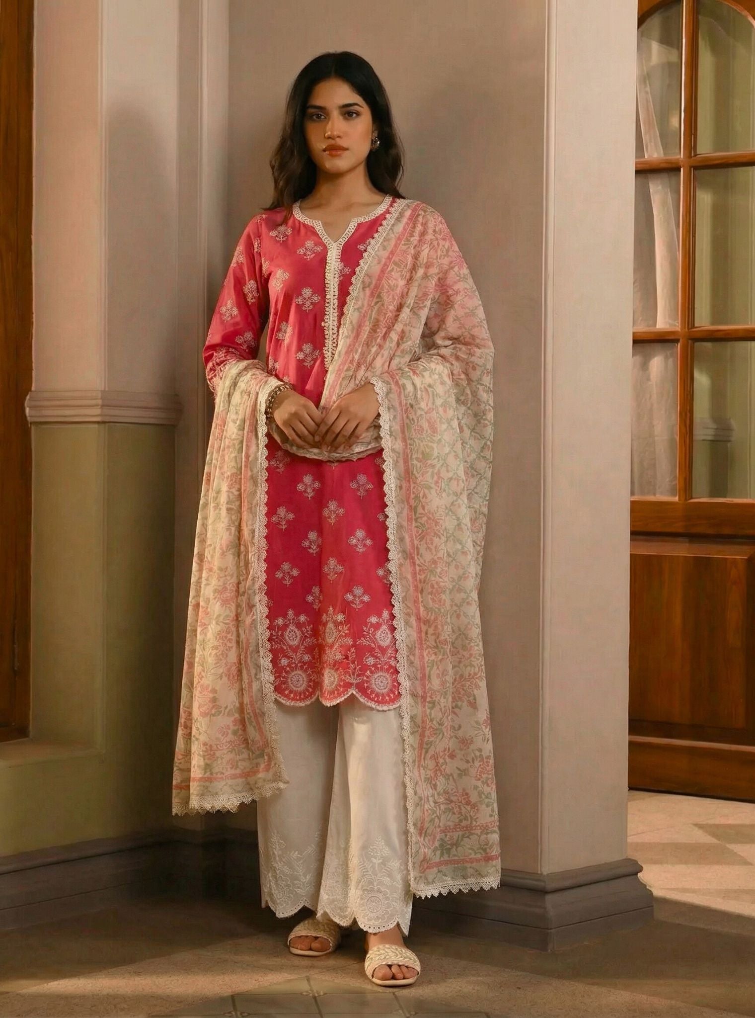 Arpora Supima Cotton Fuschia Kurta Set