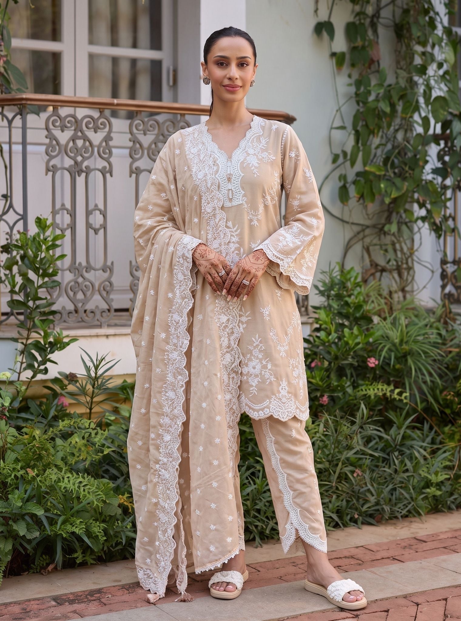 Atrai Supima Cotton Beige Kurta Set