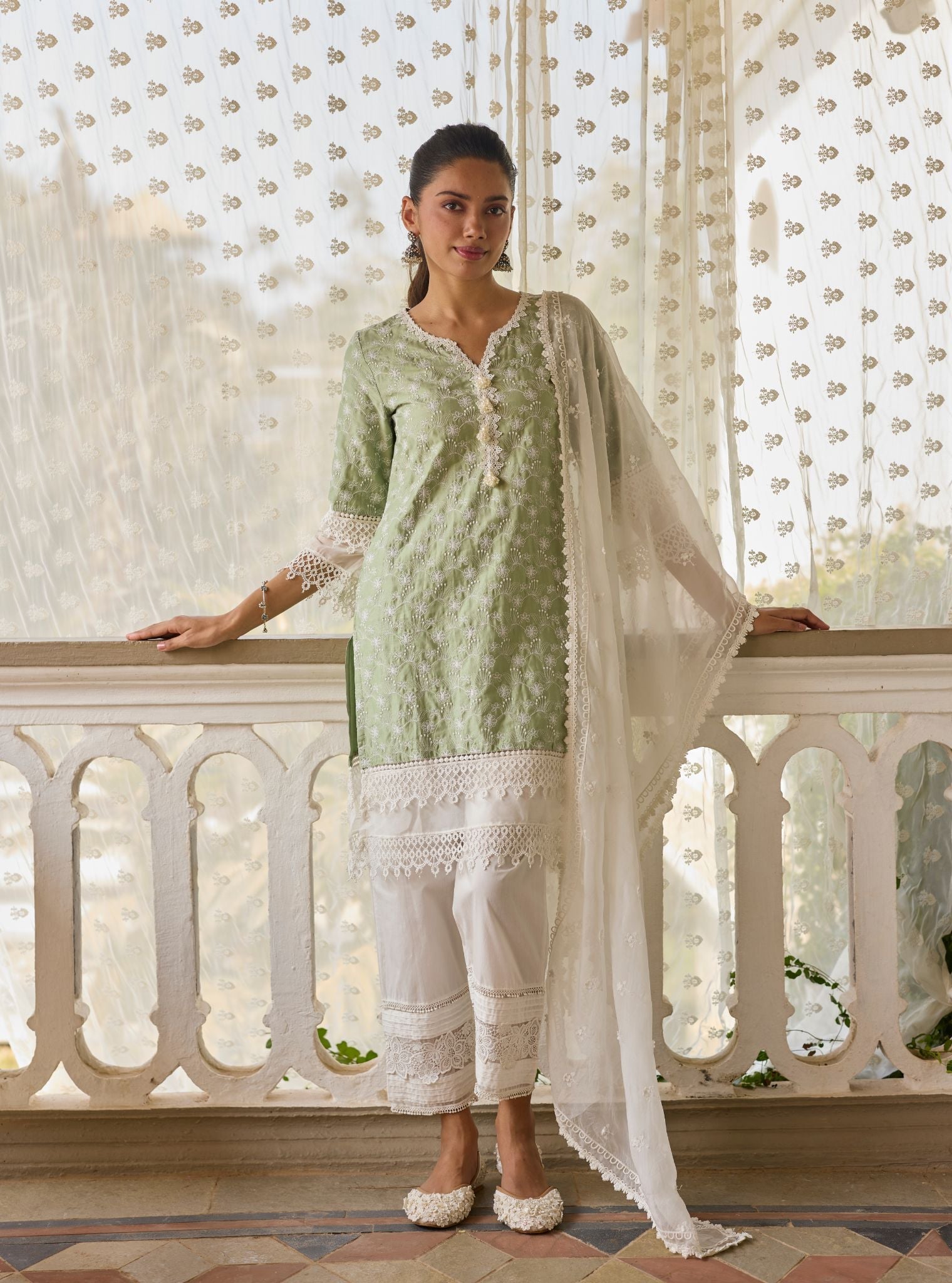 Ivy Supima Cotton Green Kurta Set