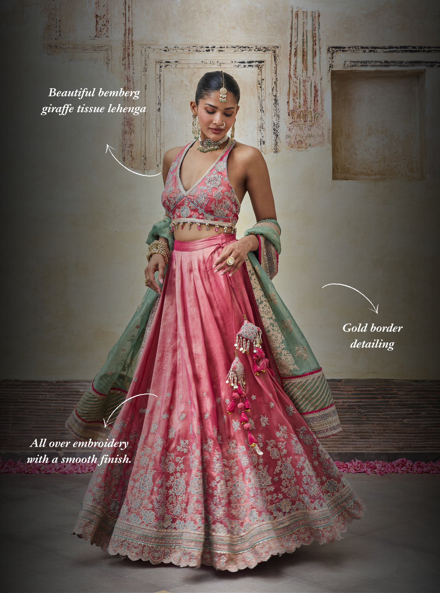 Saawri Bemberg Giraffe Fuchsia Lehenga