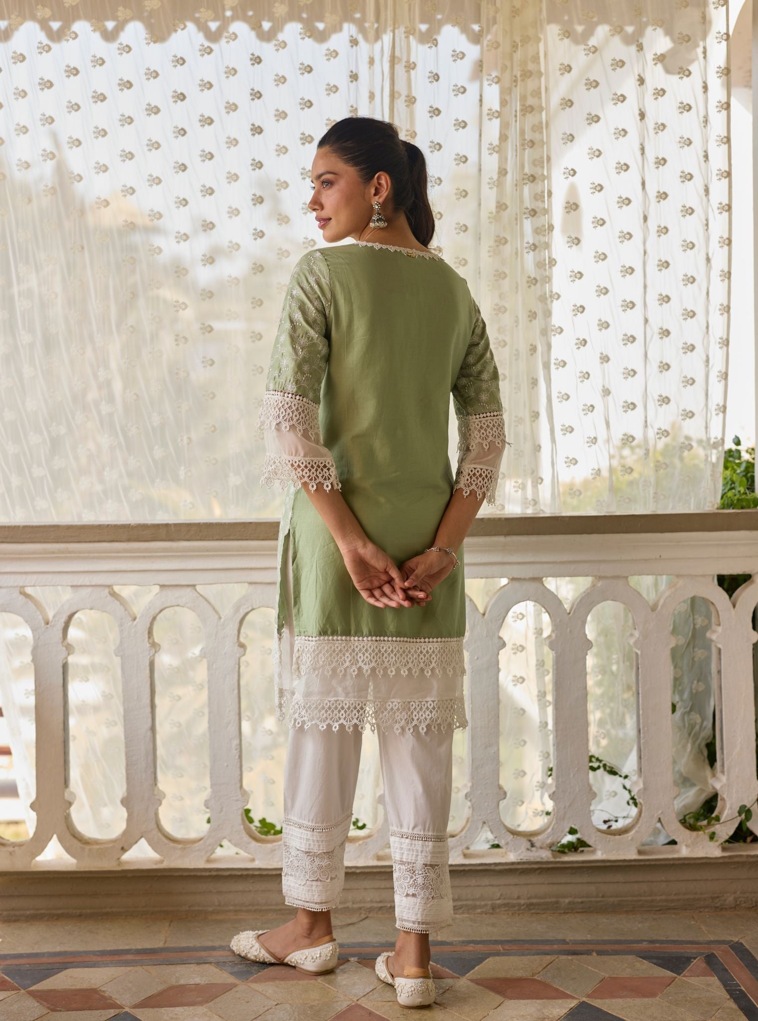 Ivy Supima Cotton Green Kurta Set
