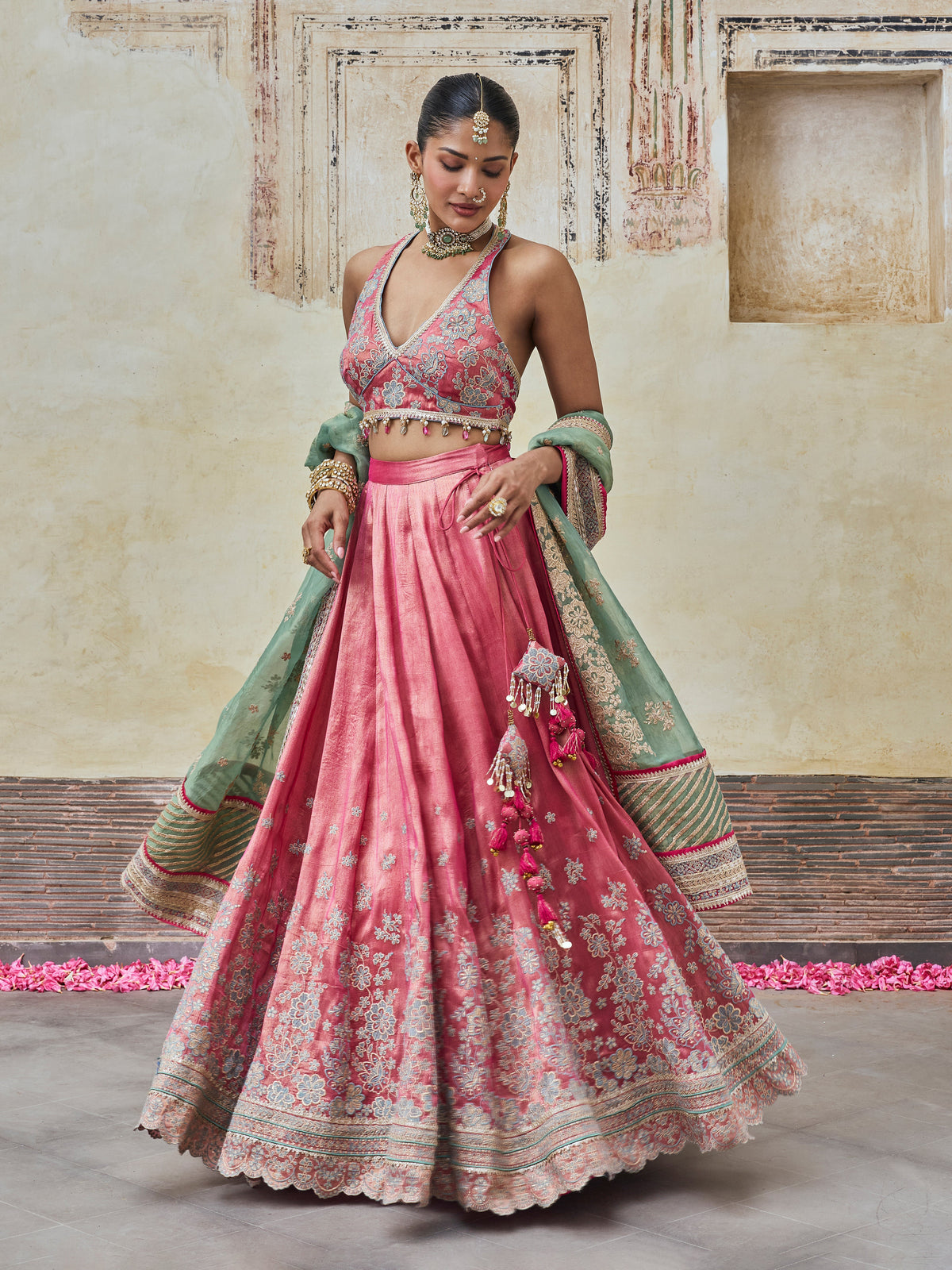 Saawri Bemberg Giraffe Fuchsia Lehenga