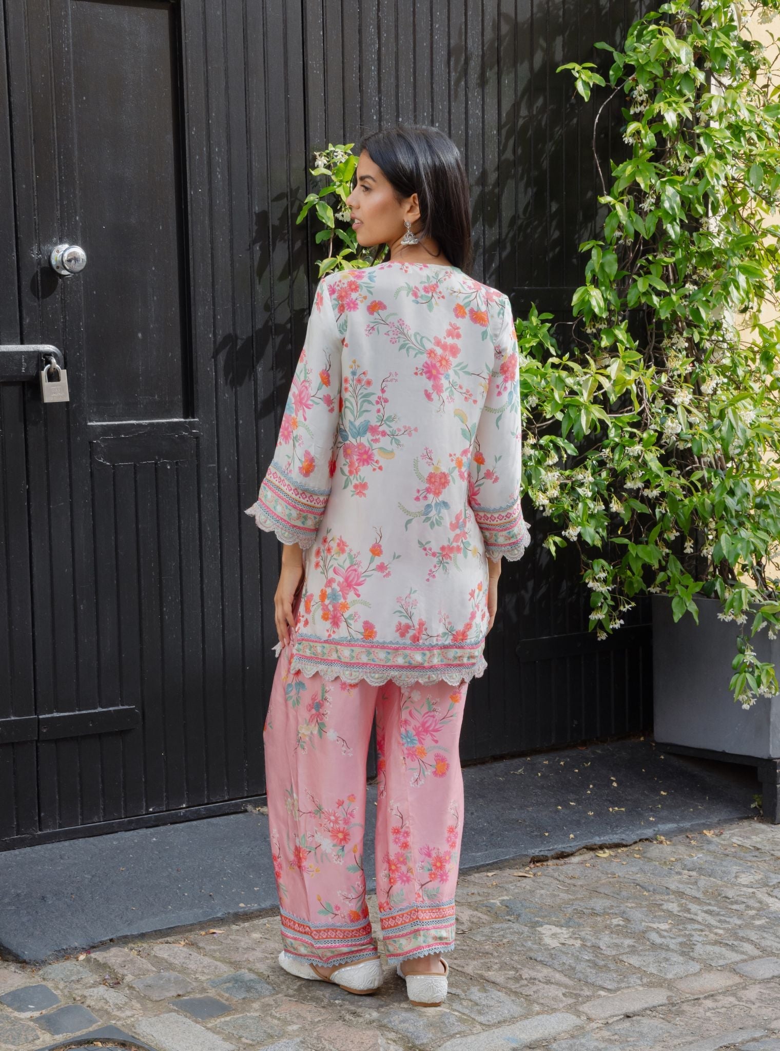 Kena Cupro Satin White Kurta with Farshi Salwar