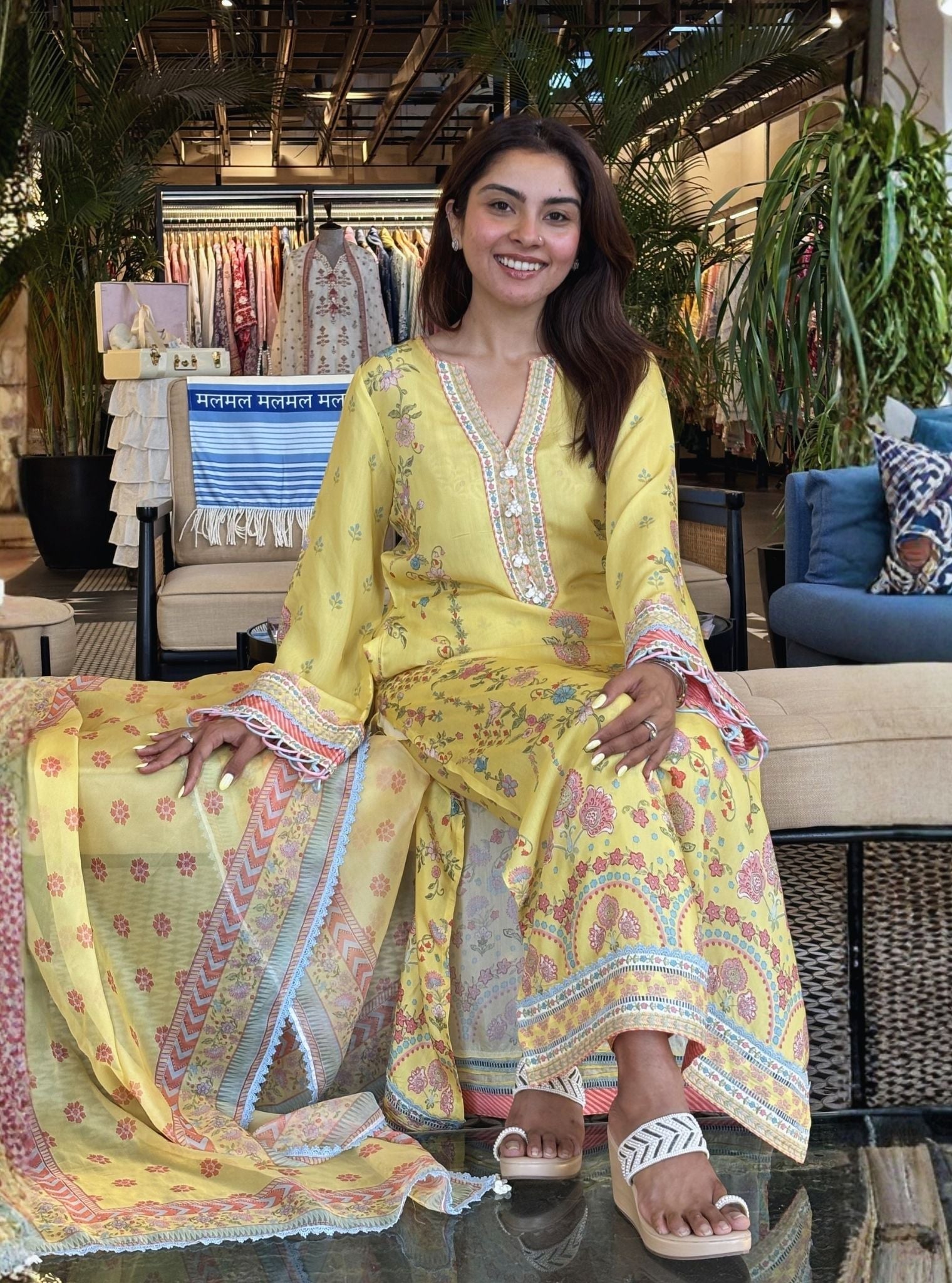 Zivra Lawn Printed Yellow Kurta Set