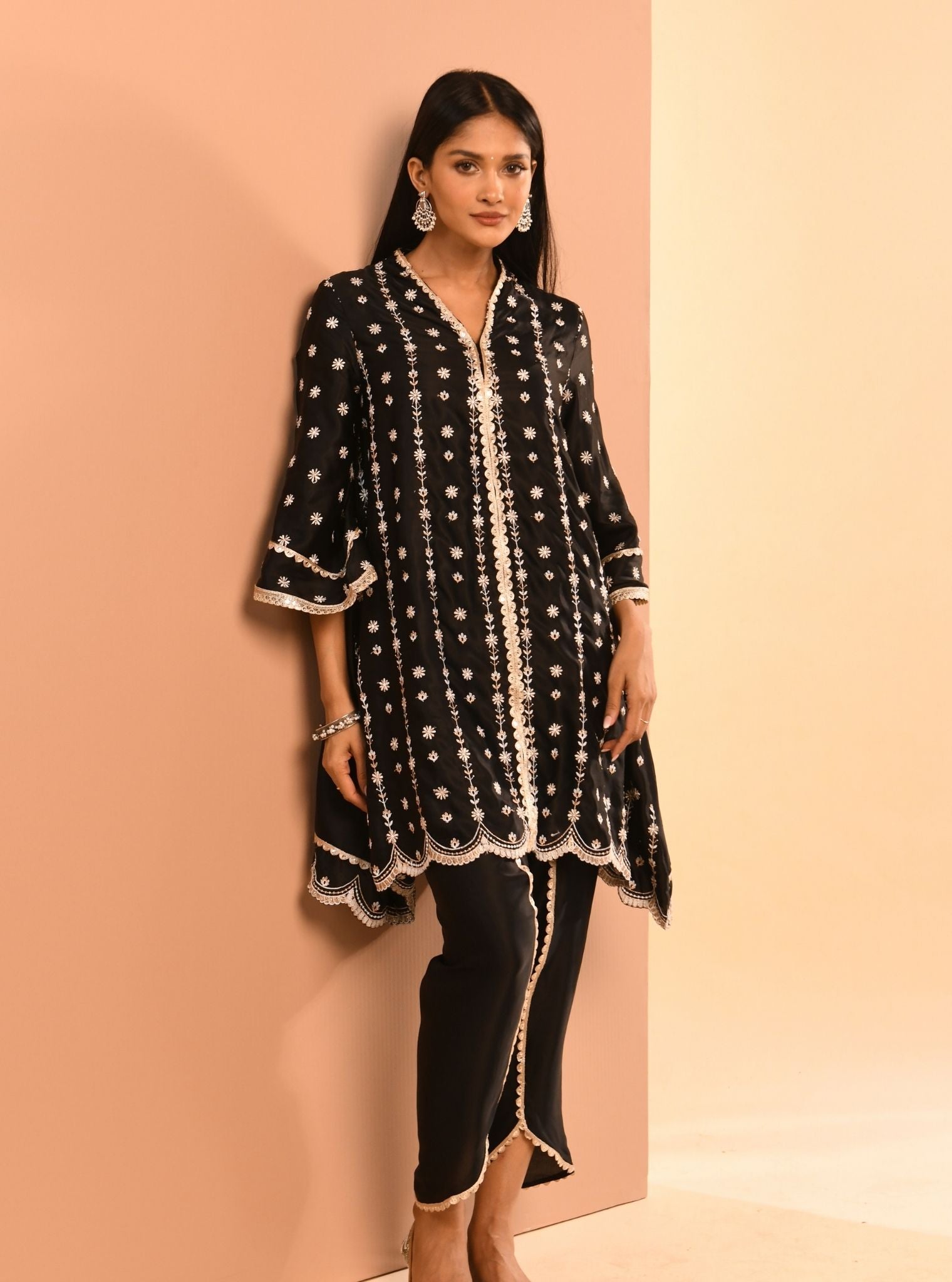Mulmul Cupro Amara Black Kurta